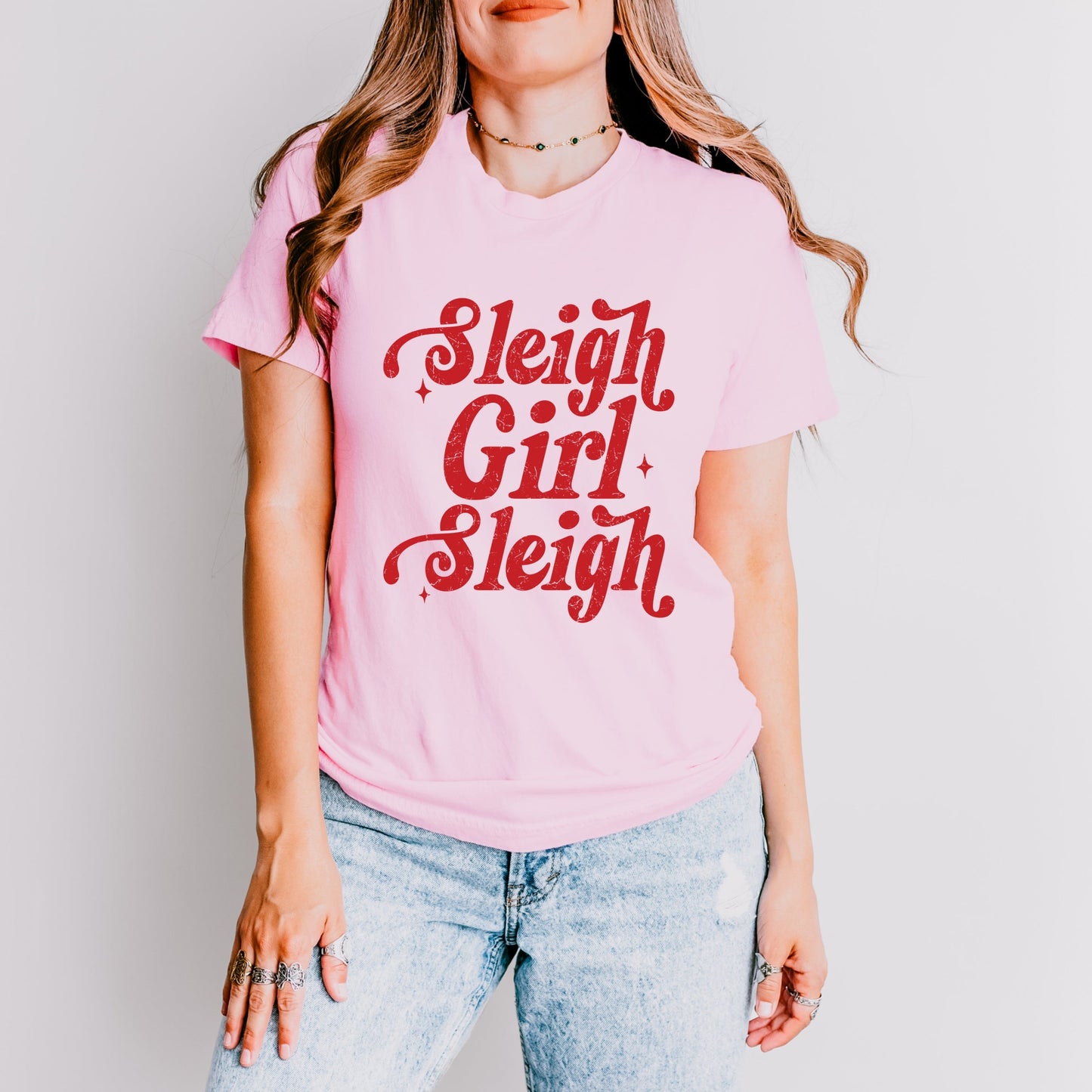 Sleigh Girl Sleigh Sparkle Distressed - Women's Short Sleeve Graphic T-Shirt