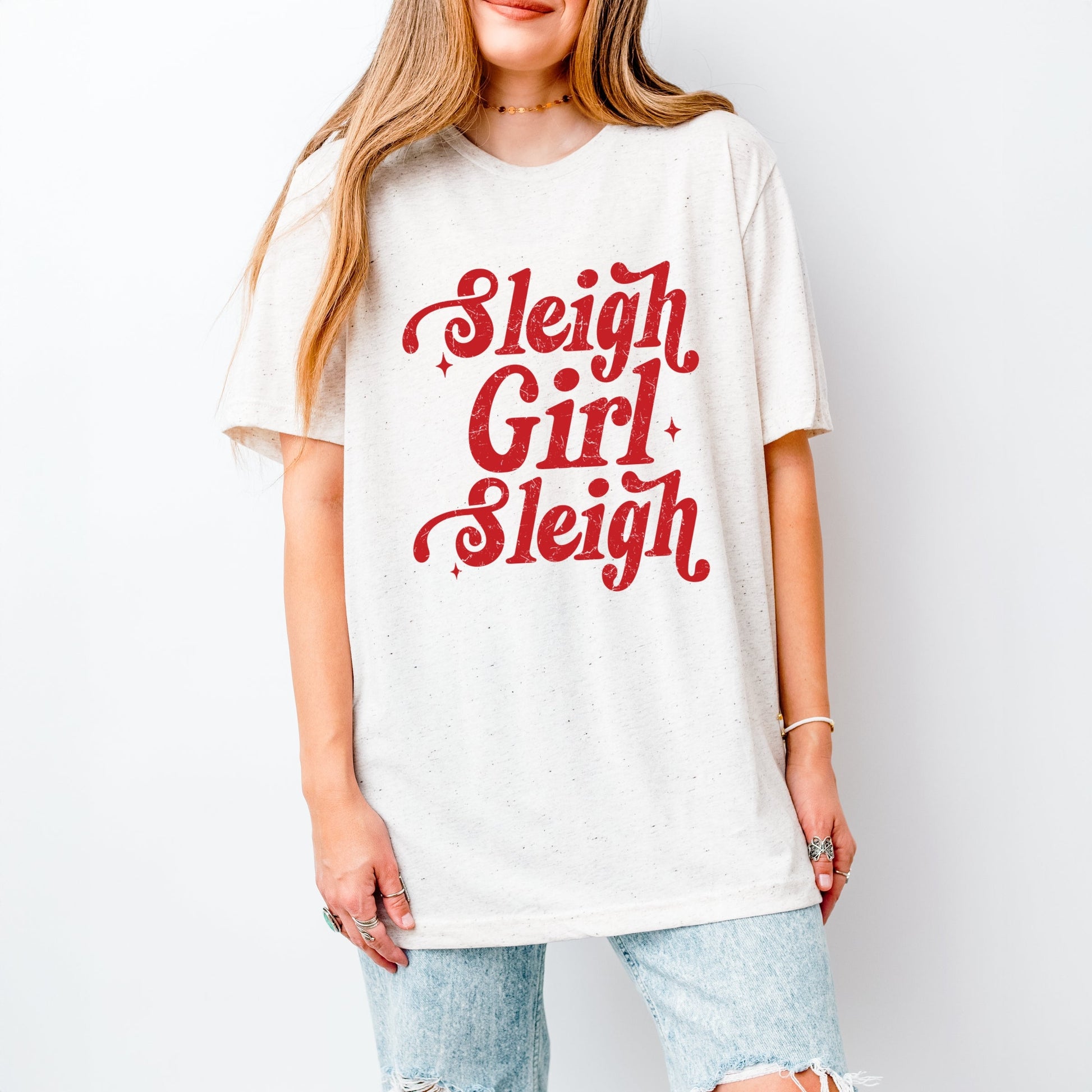 Sleigh Girl Sleigh Sparkle Distressed - Women's Short Sleeve Graphic T-Shirt