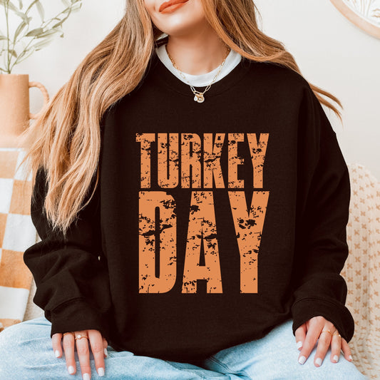 Turkey Day Block Distressed - Women's Graphic Sweatshirt