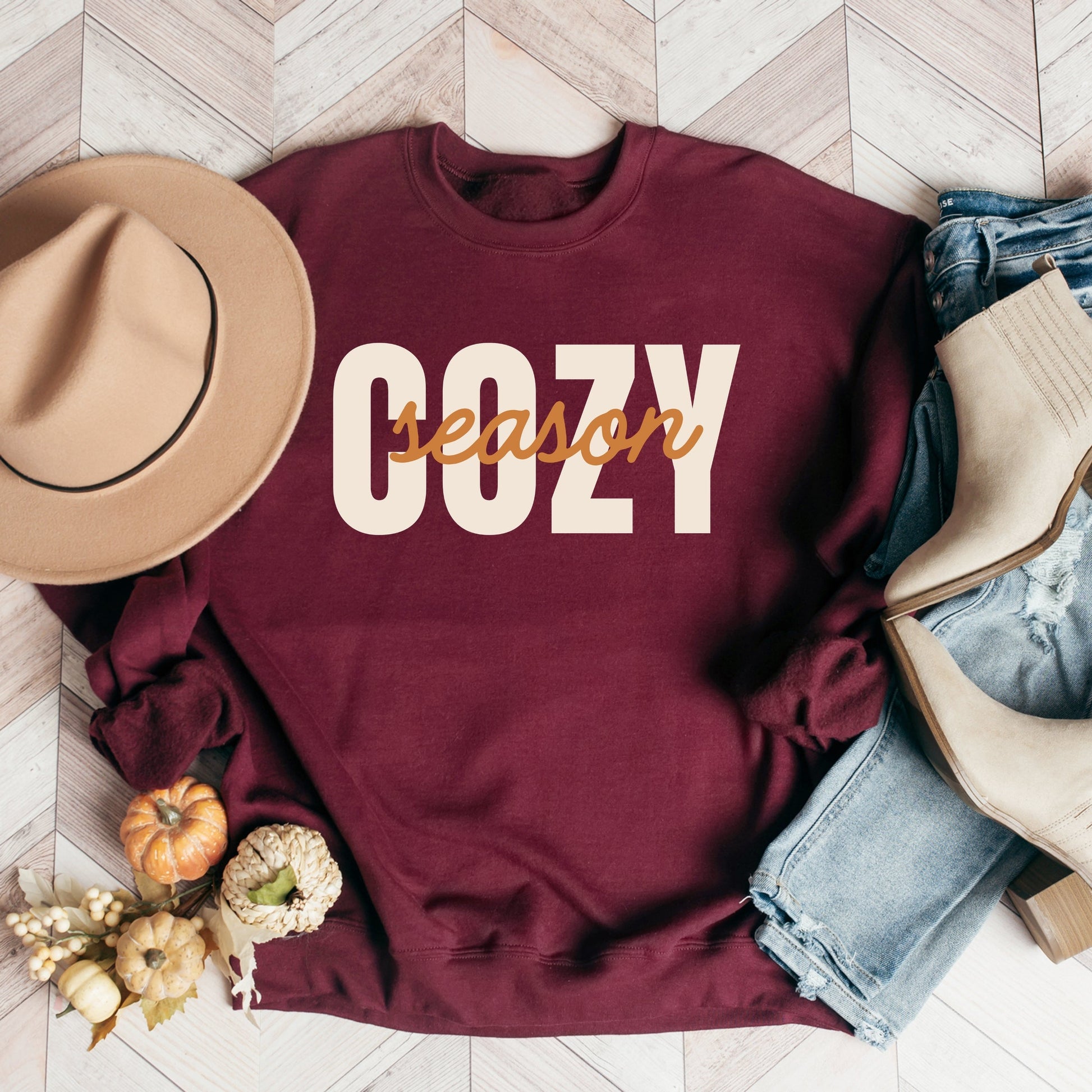 Cozy Season Layered Cursive - Women's Graphic Sweatshirt