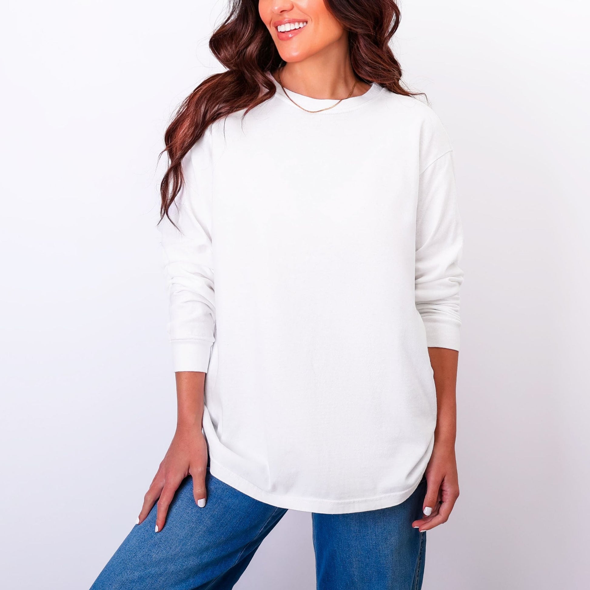 Cozy Season Coquette Stripes - Women's Garment Dyed Long Sleeve Graphic T-Shirt