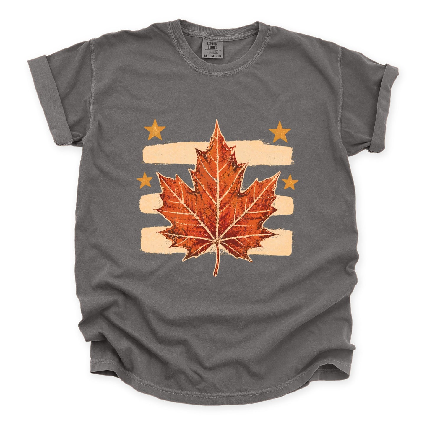 Fall Leaf Stripes - Women's Garment Dyed Graphic T-Shirt