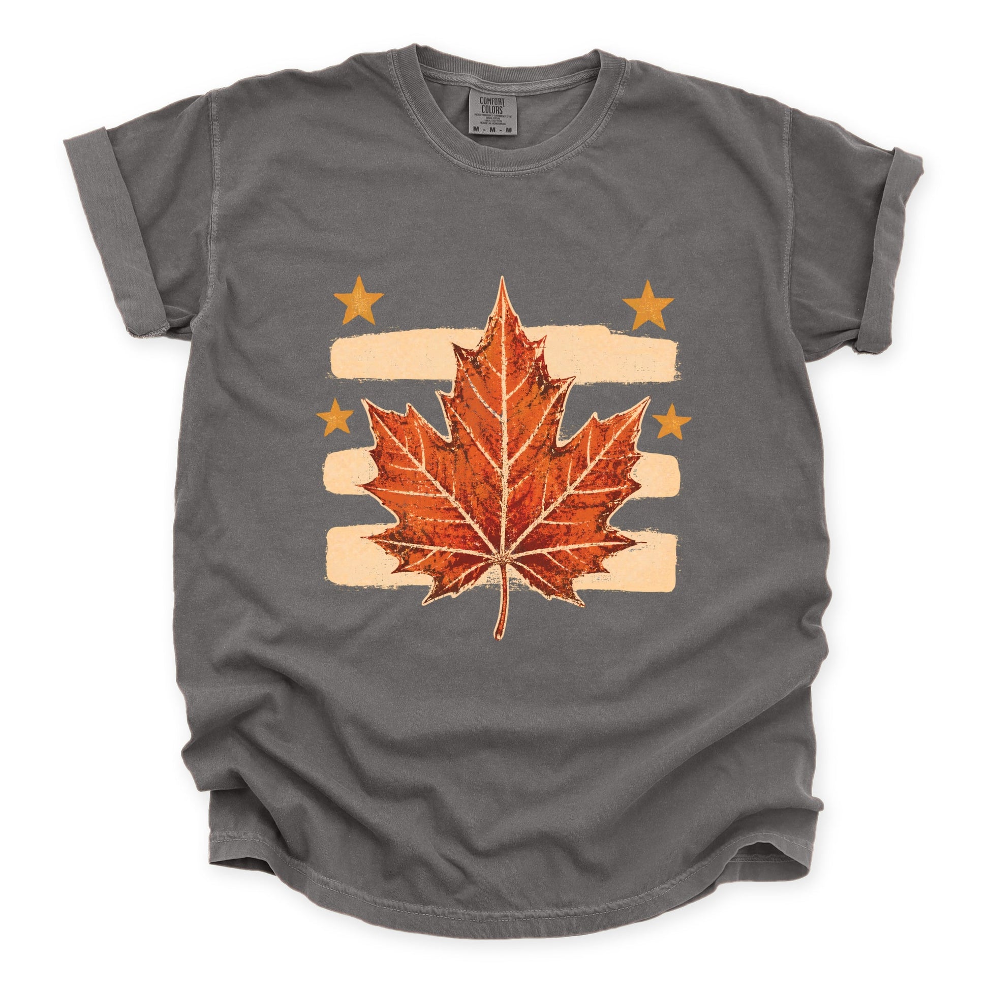 Fall Leaf Stripes - Women's Garment Dyed Graphic T-Shirt