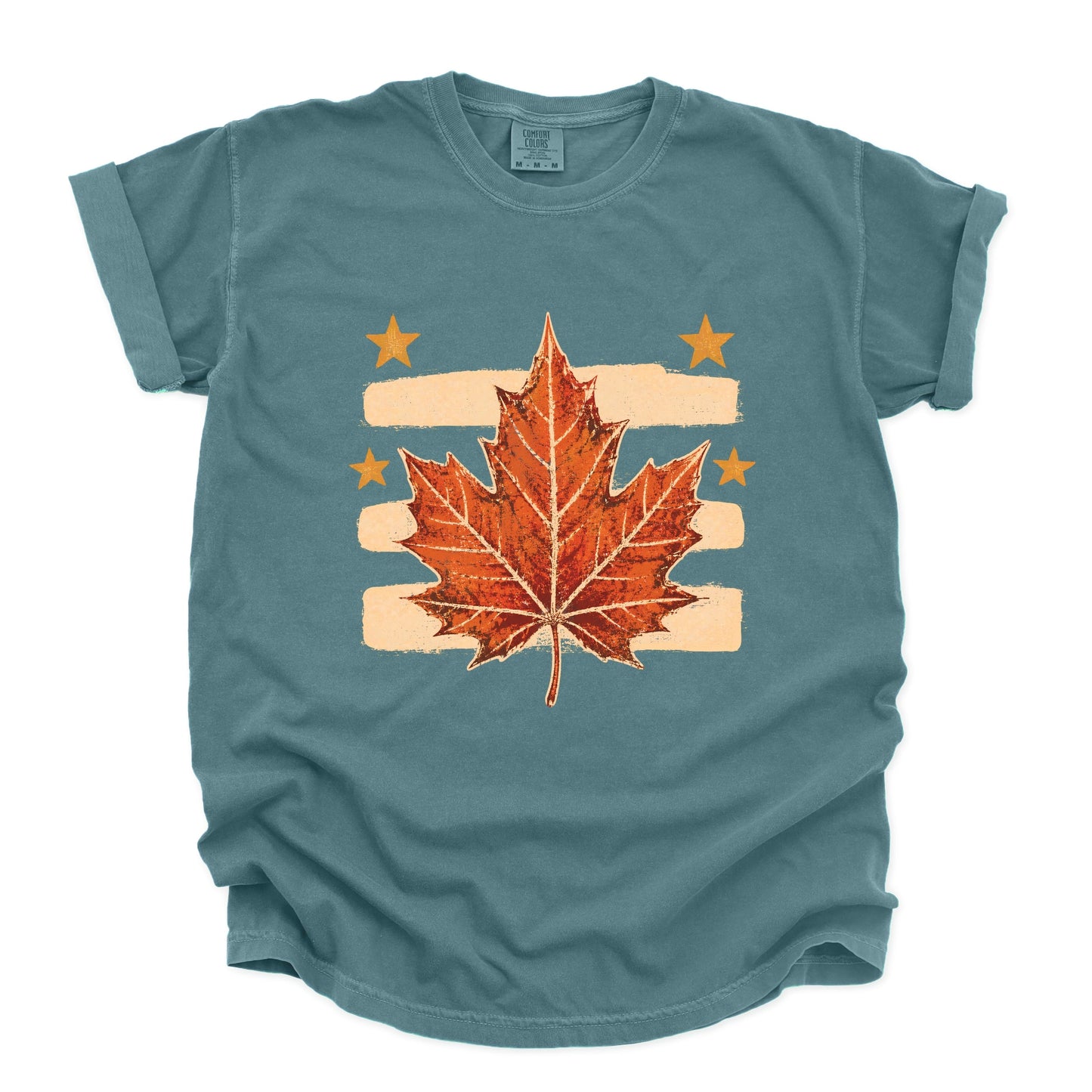 Fall Leaf Stripes - Women's Garment Dyed Graphic T-Shirt
