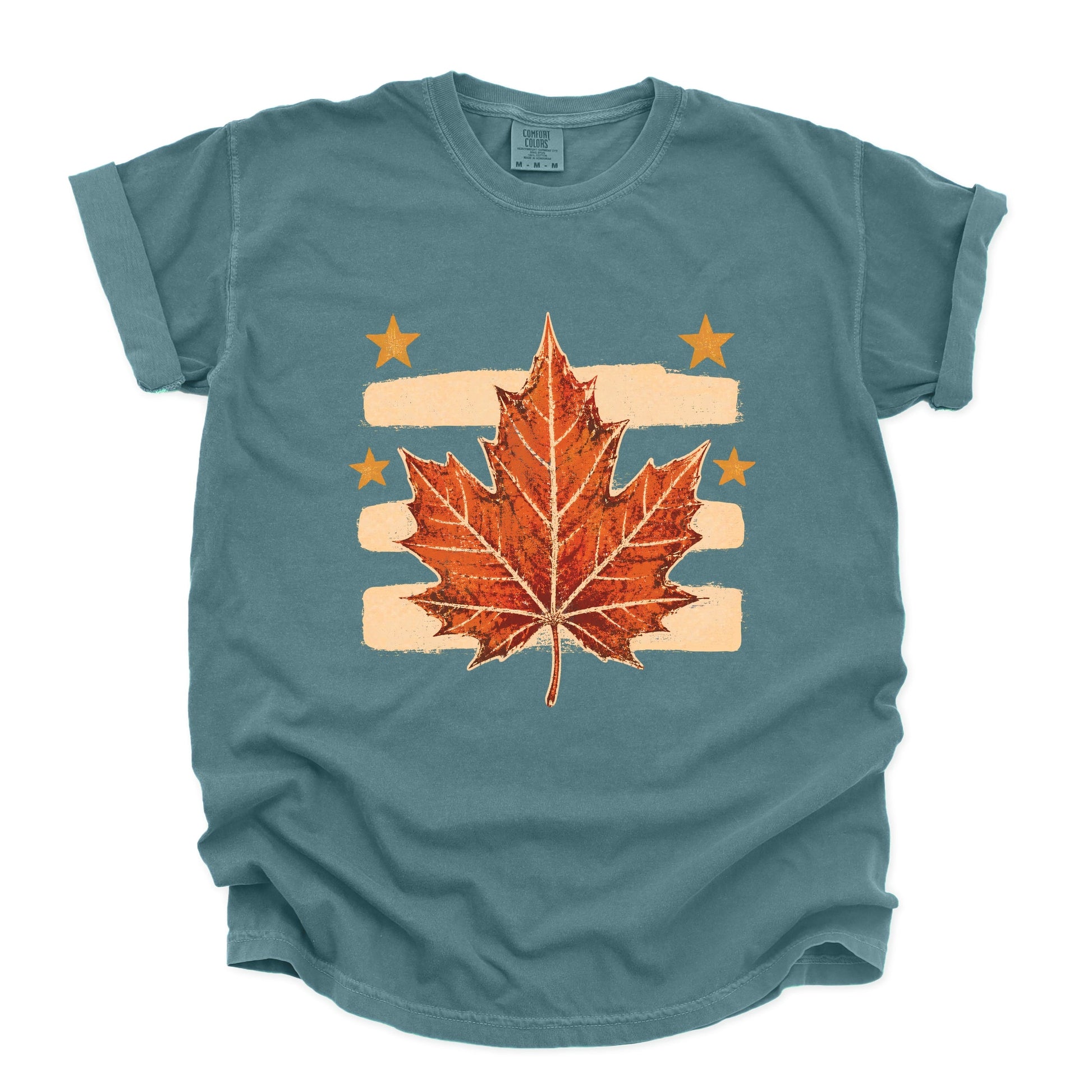 Fall Leaf Stripes - Women's Garment Dyed Graphic T-Shirt
