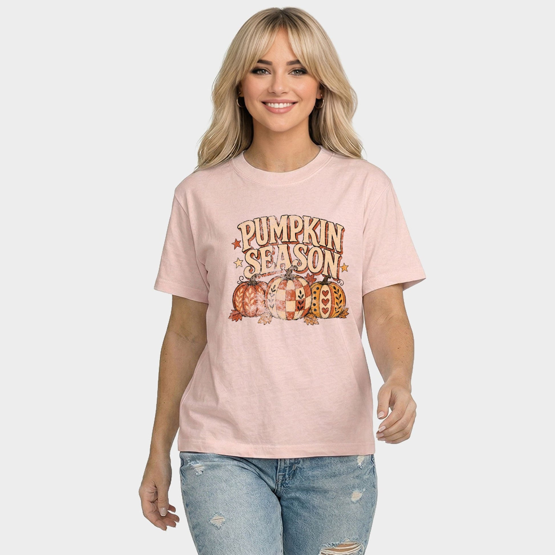Pumpkin Season Pattern Stars - Women's Relaxed Boxy Tee