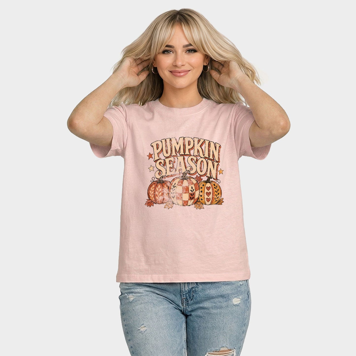 Pumpkin Season Pattern Stars - Women's Relaxed Boxy Tee