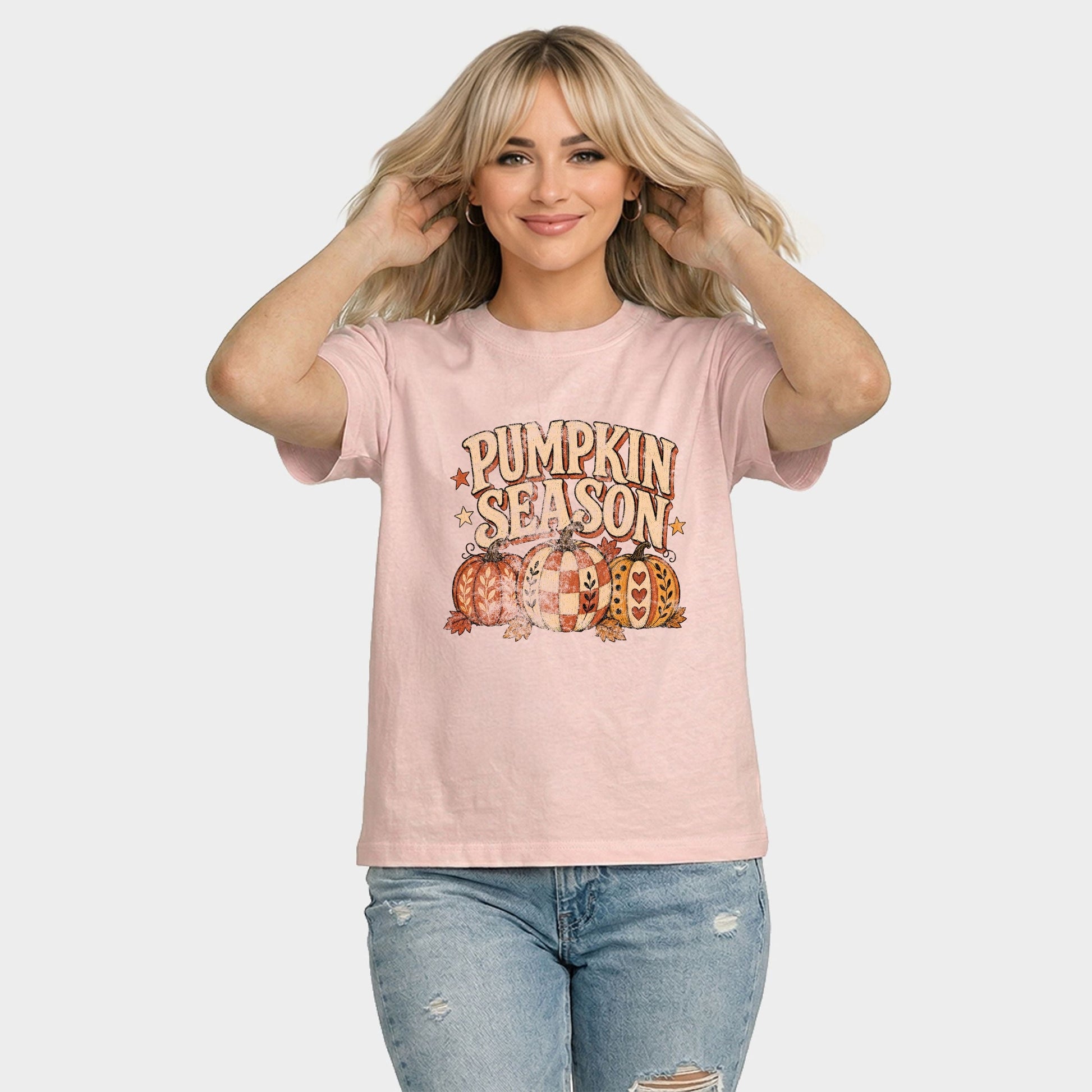 Pumpkin Season Pattern Stars - Women's Relaxed Boxy Tee