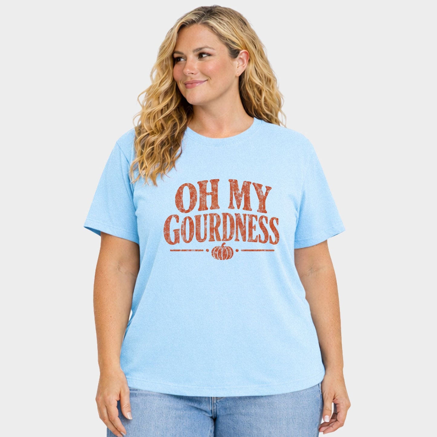 Oh My Gourdness Distressed - Women's Plus Sized Garment Dyed Graphic T-Shirt