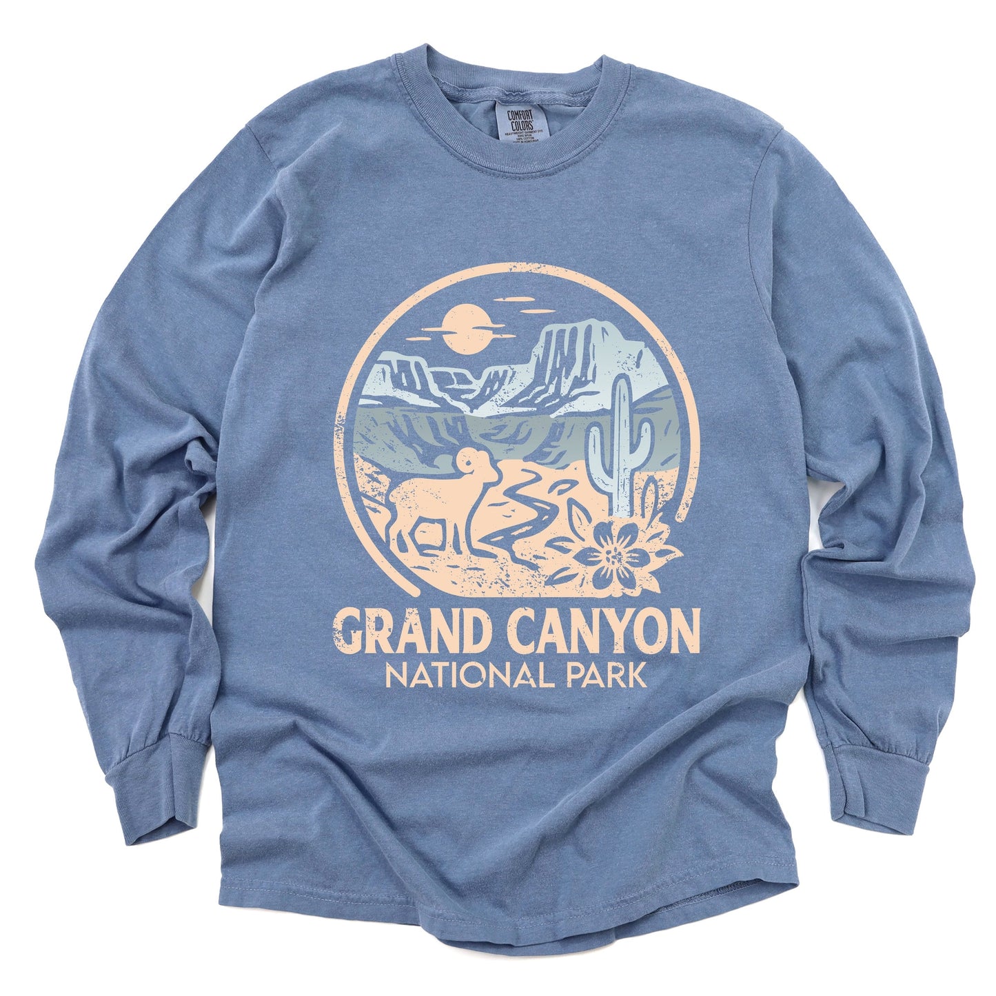 Grand Canyon National Park Two-Toned Circle - Women's Garment Dyed Long Sleeve Graphic T-Shirt