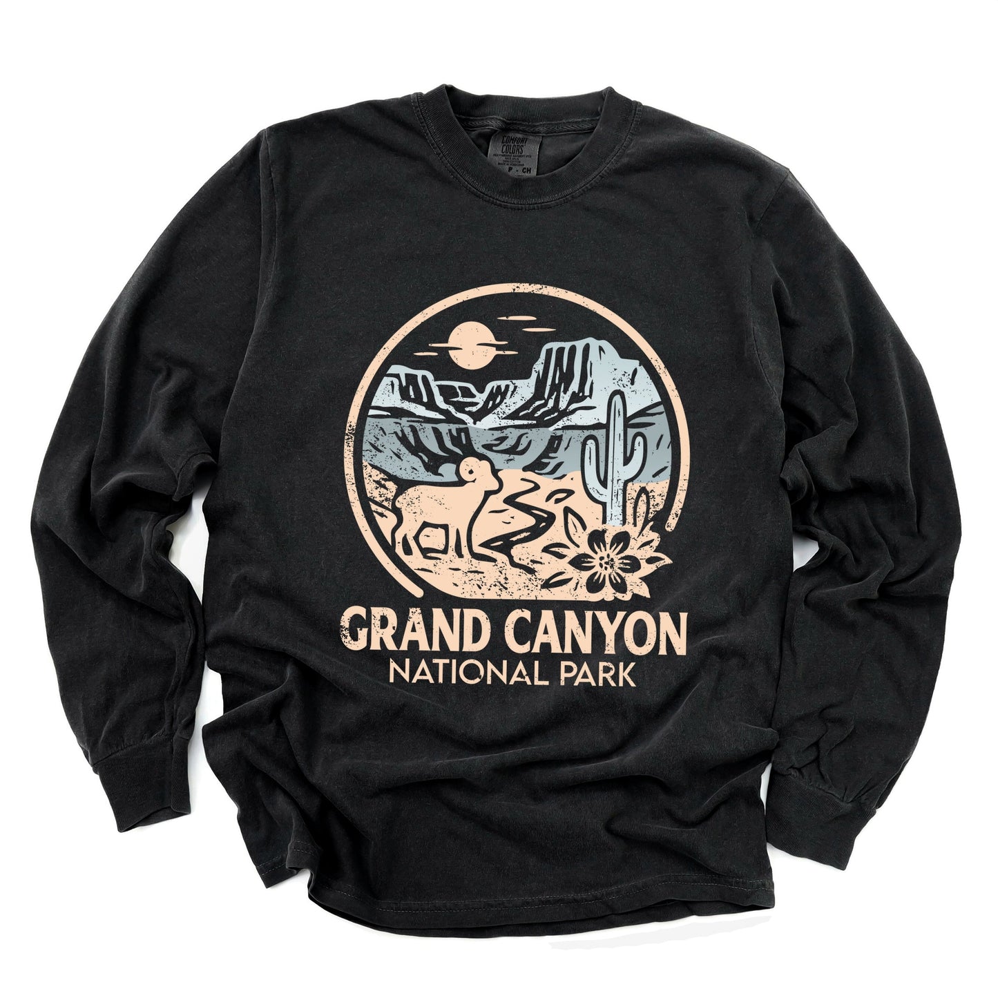 Grand Canyon National Park Two-Toned Circle - Women's Garment Dyed Long Sleeve Graphic T-Shirt