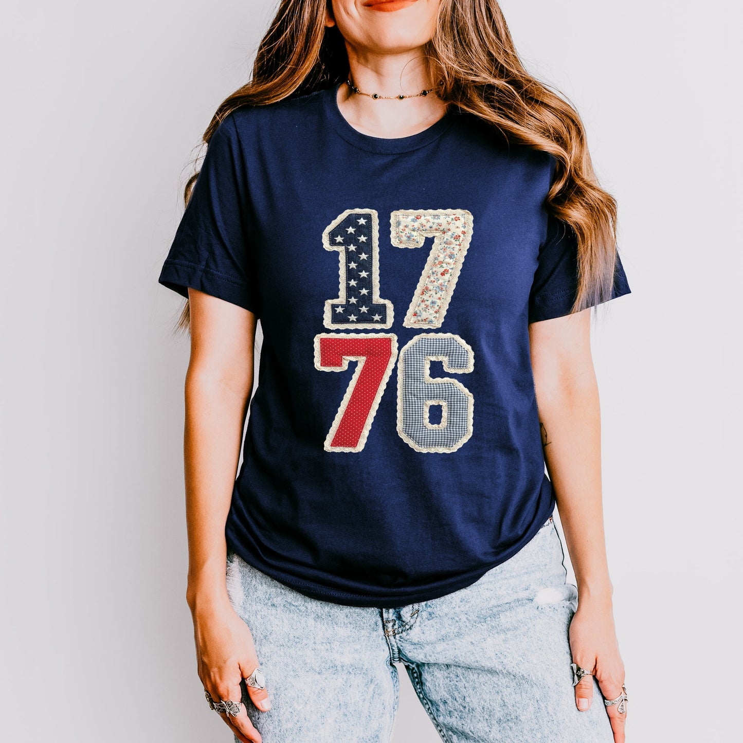 1776 Stacked Faux Patchwork - Women's Short Sleeve Graphic T-Shirt