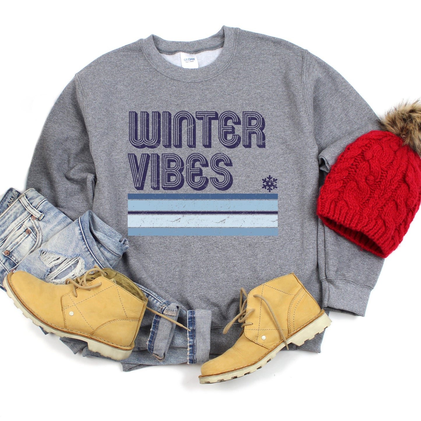 Winter Vibes Stripes - Women's Graphic Sweatshirt