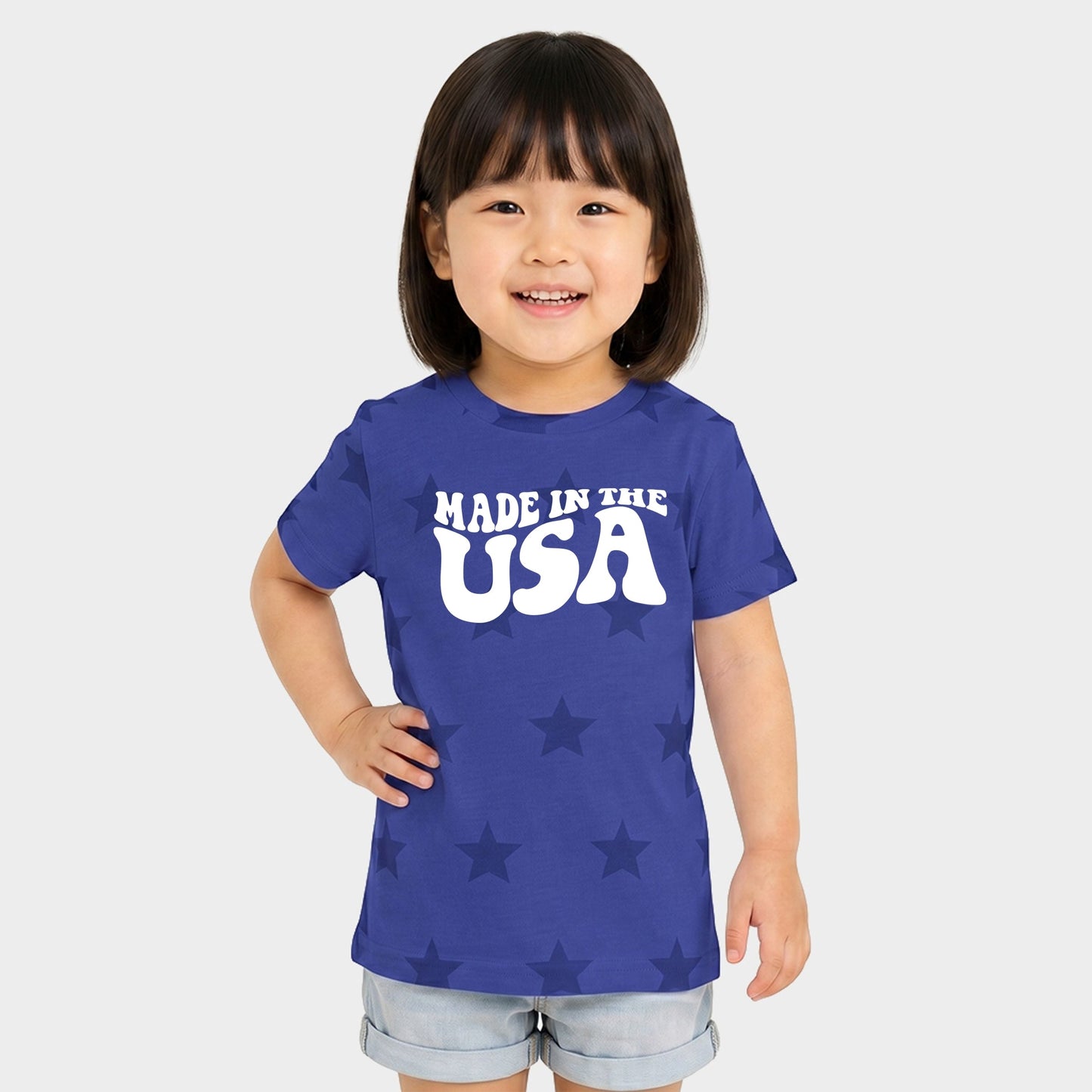 Made In The USA Wavy - Toddler Short Sleeve Star Tee