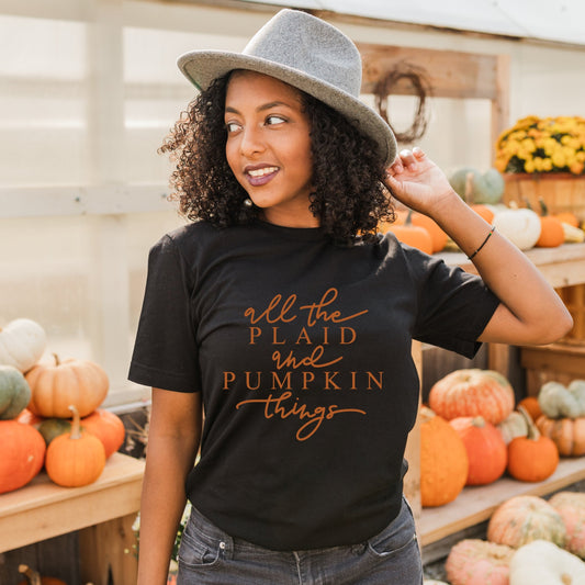 All The Plaid and Pumpkin Things - Women's Short Sleeve Graphic T-Shirt