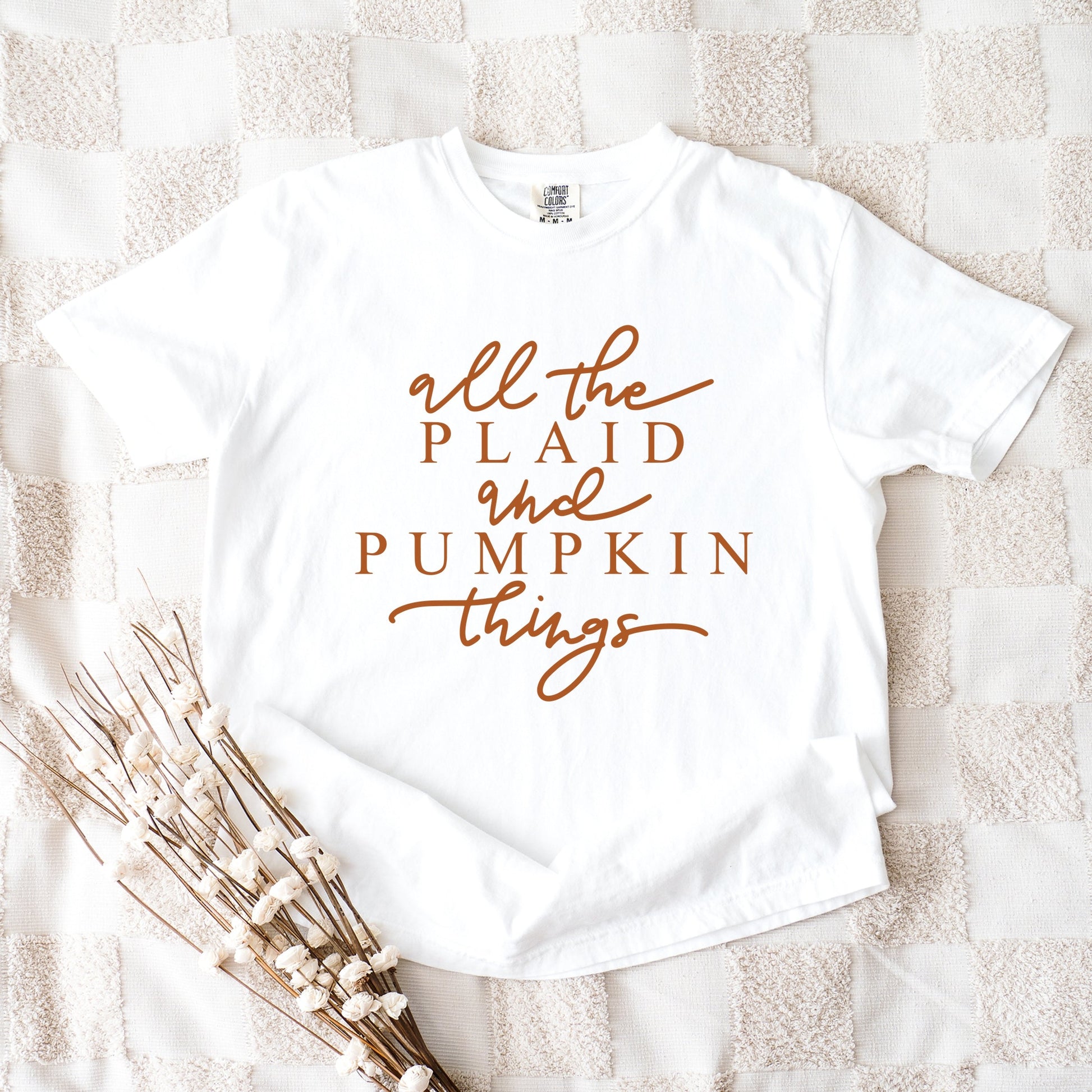 All The Plaid and Pumpkin Things - Women's Garment Dyed Graphic T-Shirt