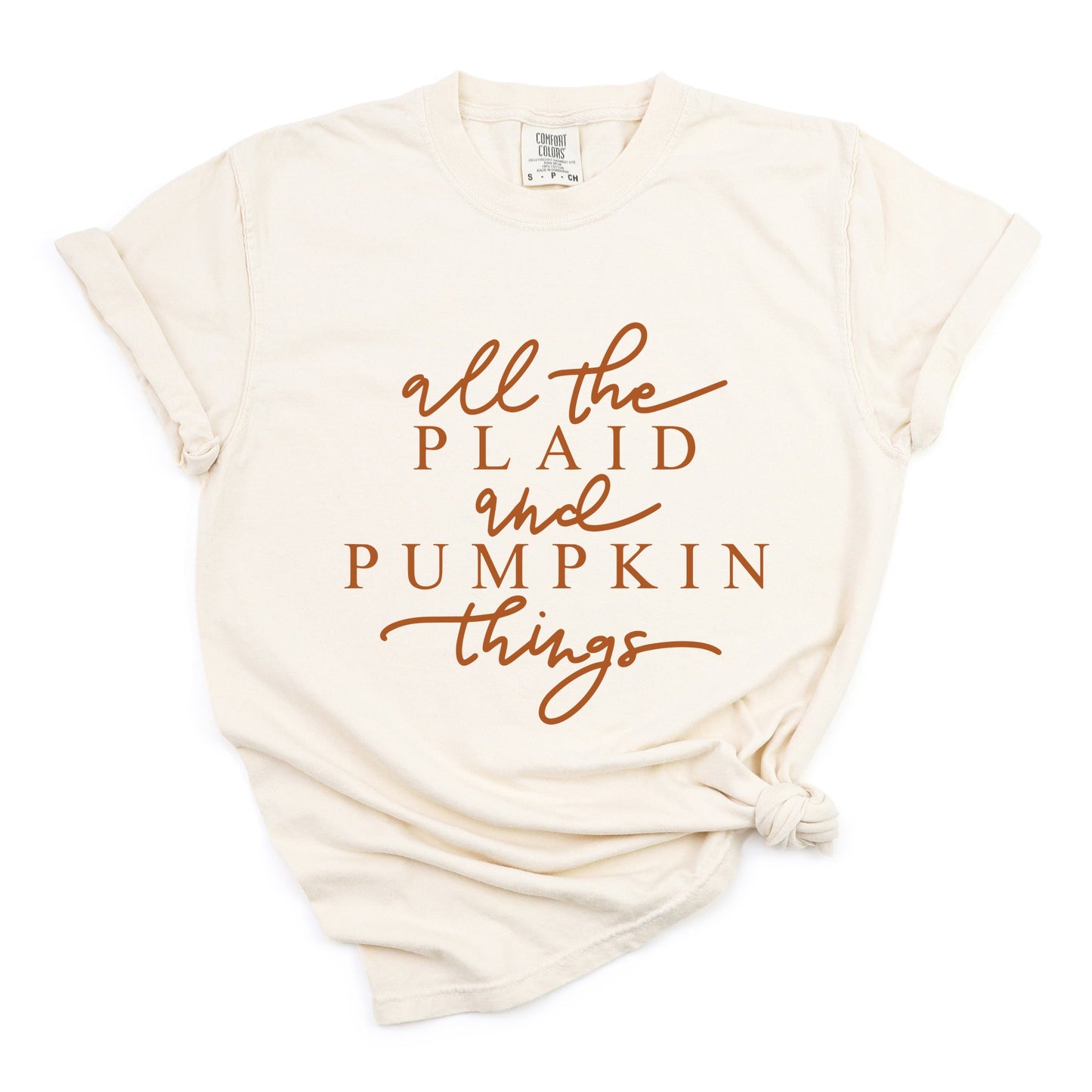 All The Plaid and Pumpkin Things - Women's Garment Dyed Graphic T-Shirt
