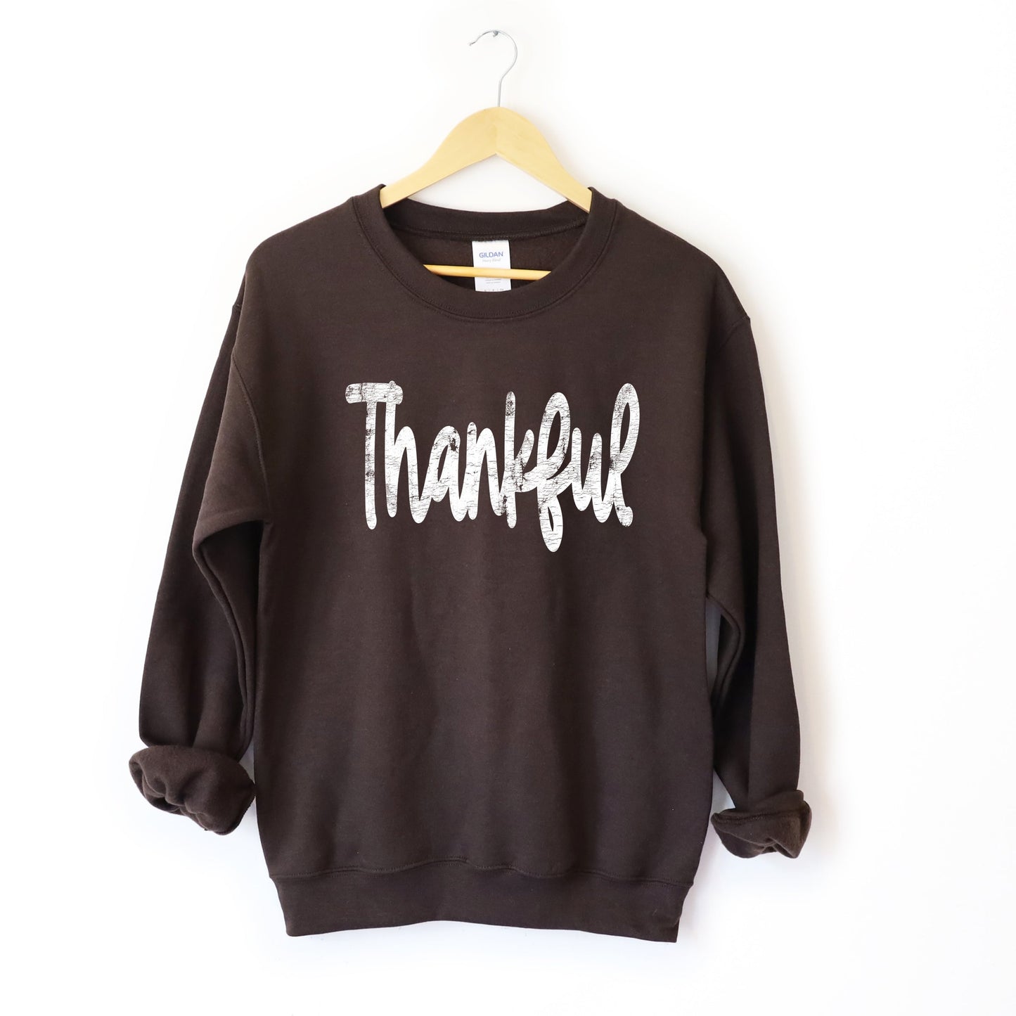 Thankful Cursive Distressed - Women's Graphic Sweatshirt