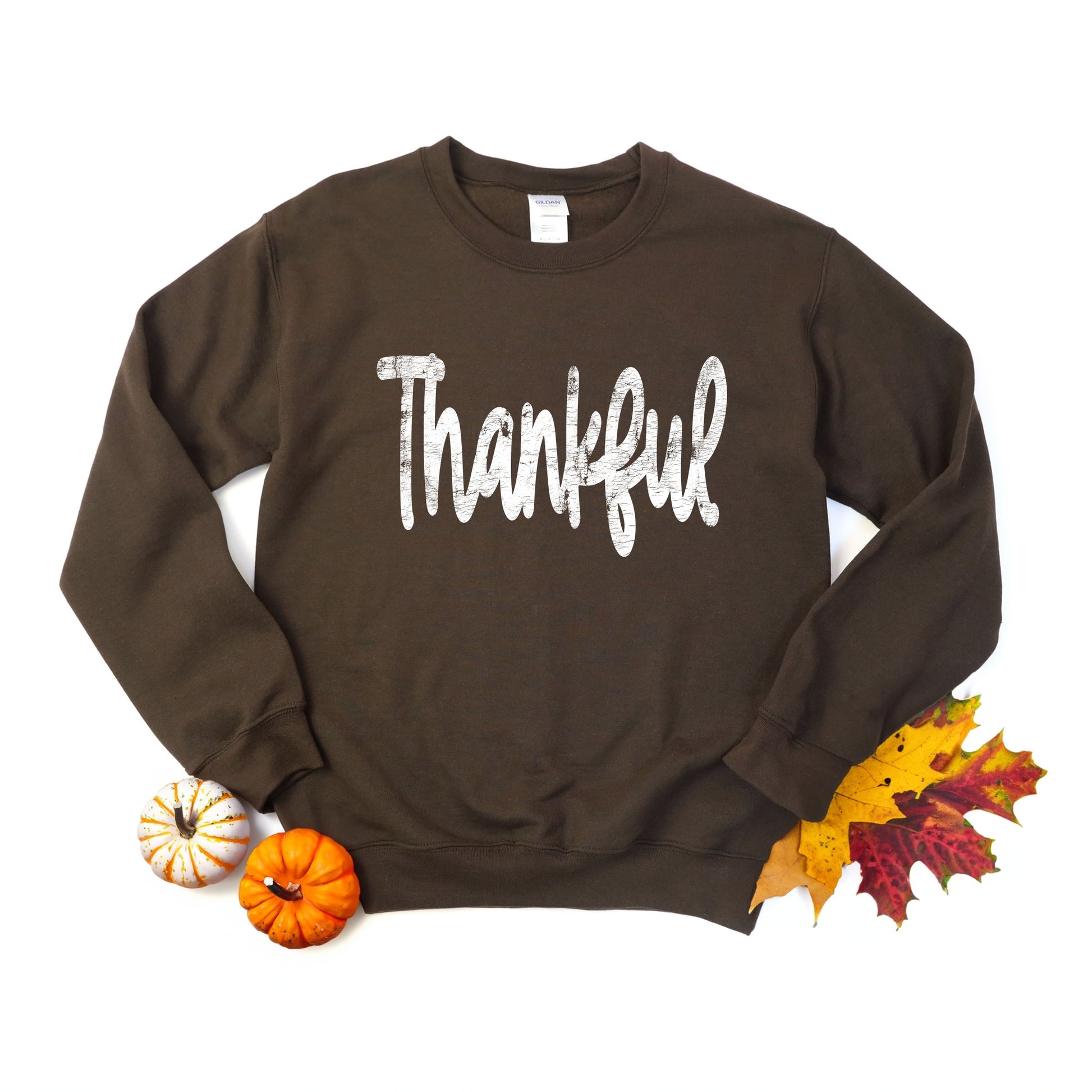 Thankful Cursive Distressed - Women's Graphic Sweatshirt