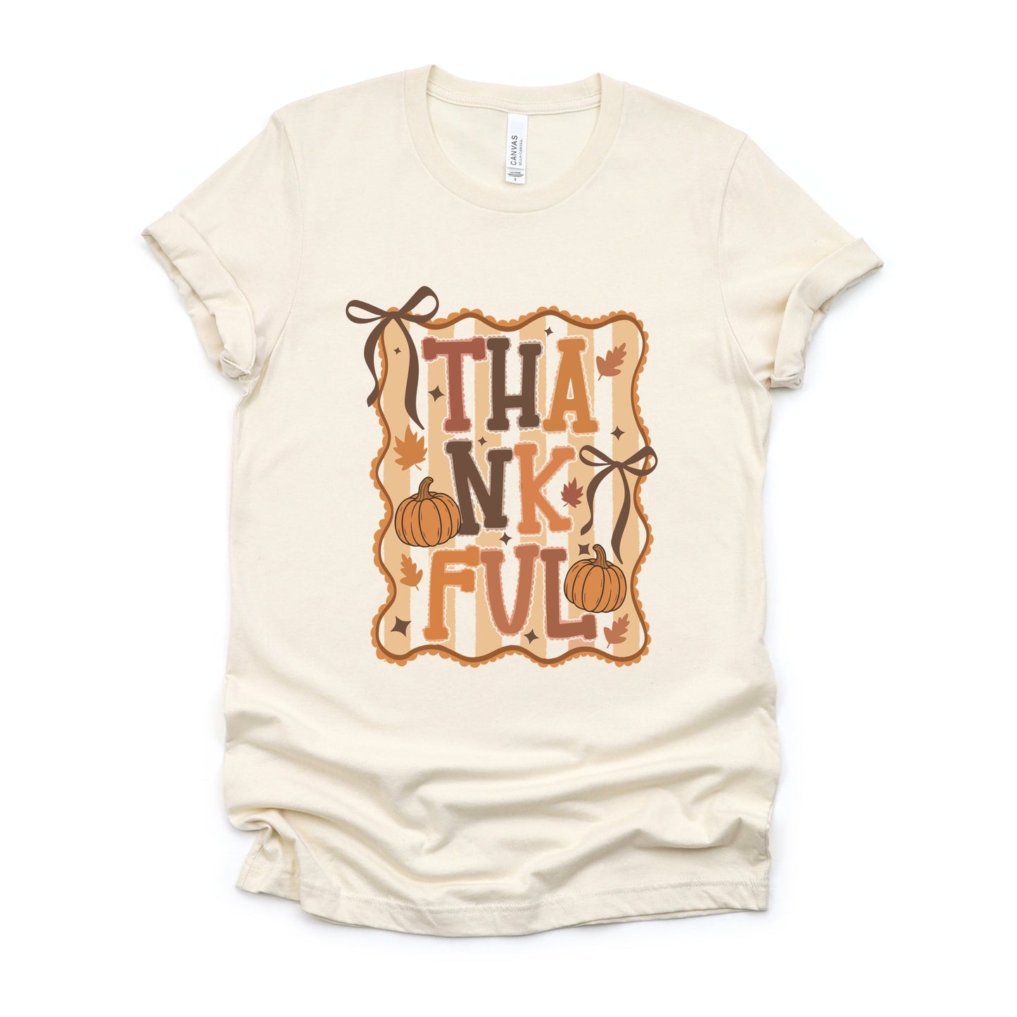 Coquette Thankful Stripes - Women's Short Sleeve Graphic T-Shirt