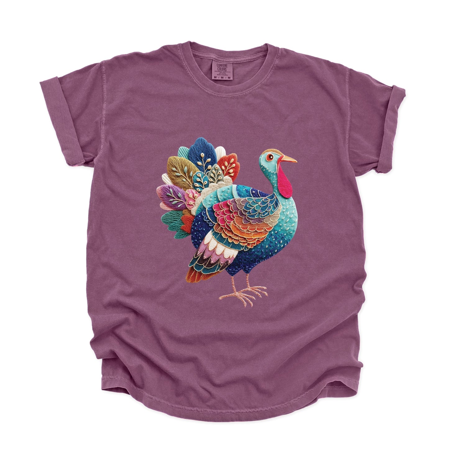 Turkey Patchwork Print - Women's Garment Dyed Graphic T-Shirt