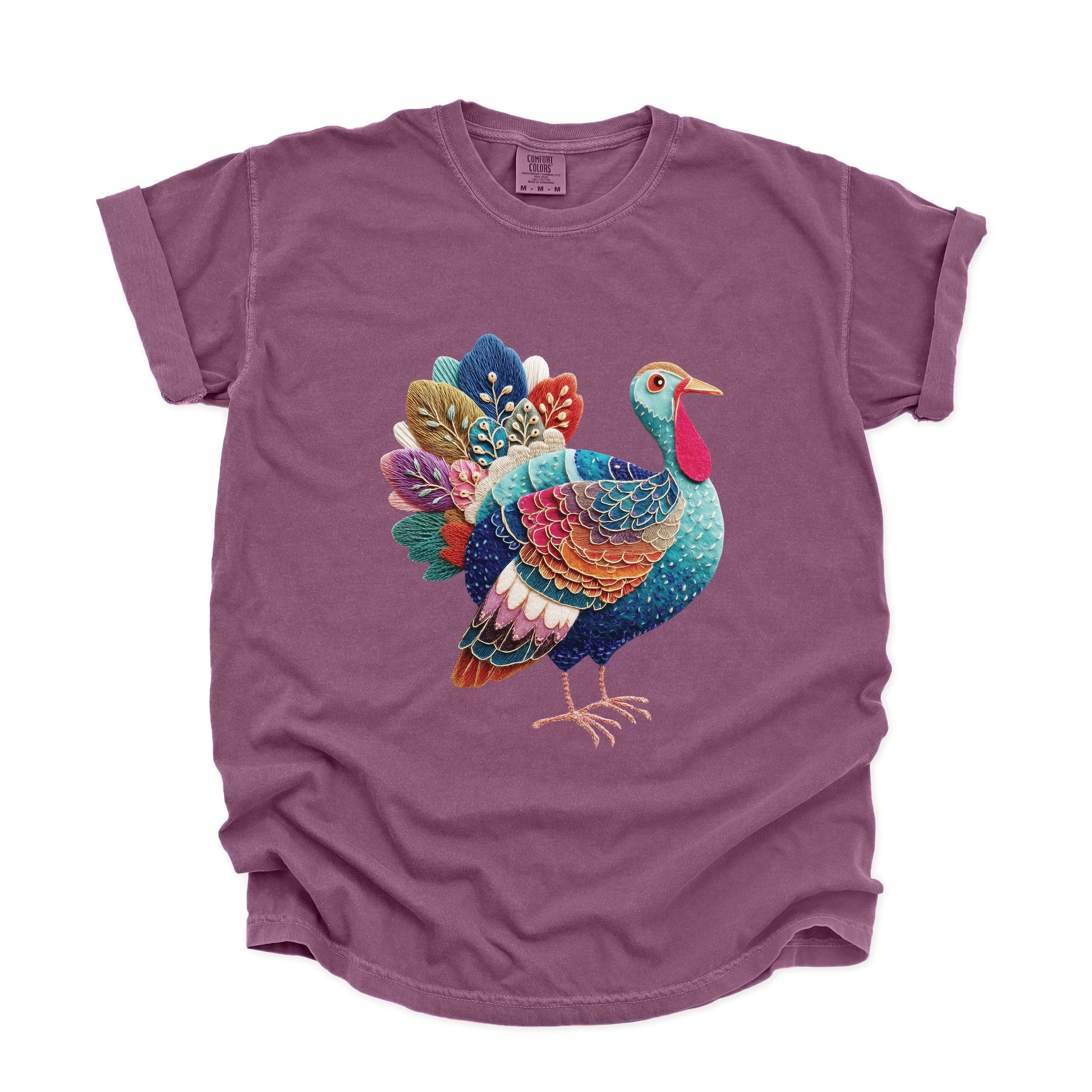 Turkey Patchwork Print - Women's Garment Dyed Graphic T-Shirt