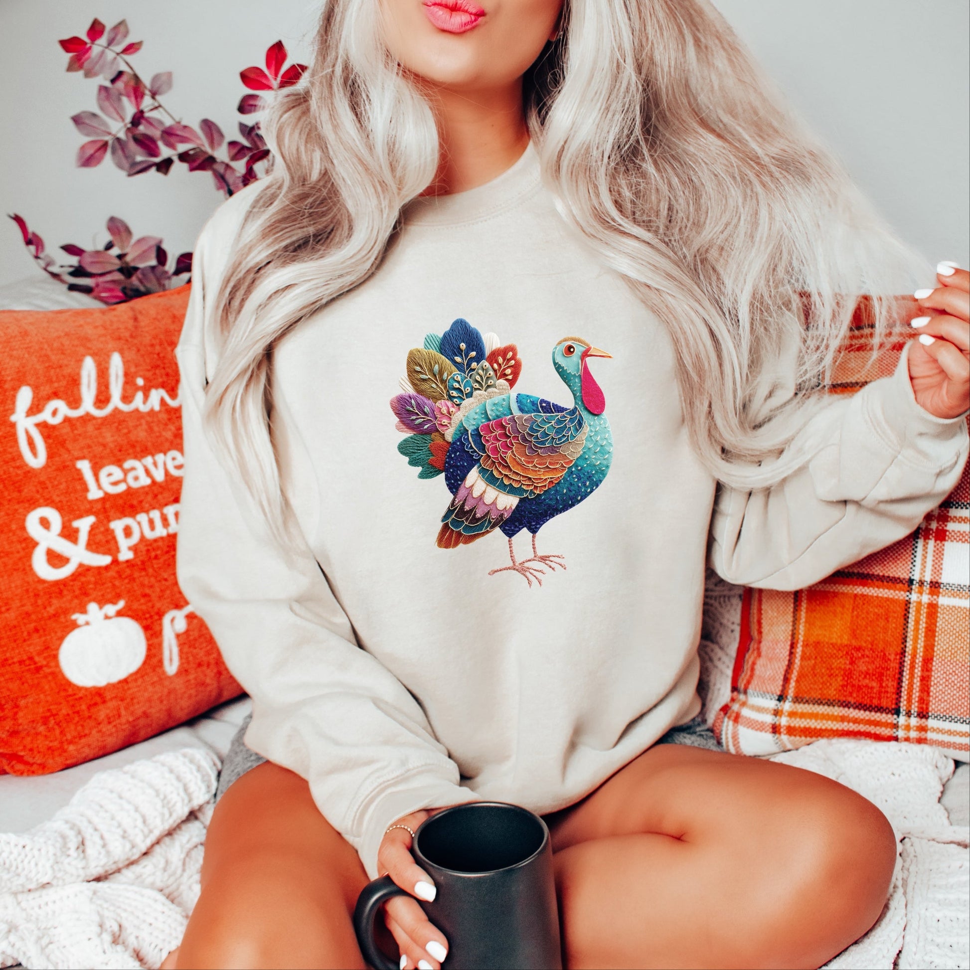 Turkey Patchwork Print - Women's Graphic Sweatshirt