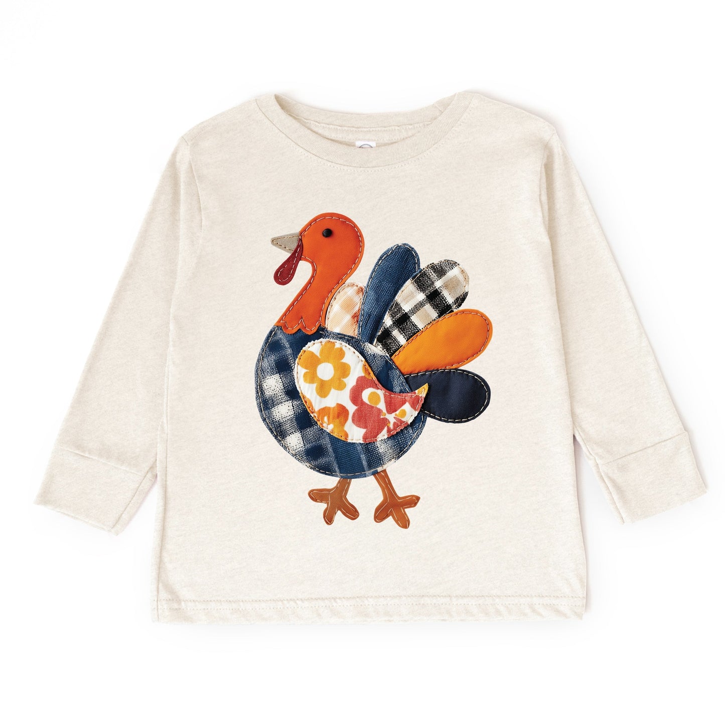 Plaid Turkey Patchwork Print - Toddler Long Sleeve Graphic Tee