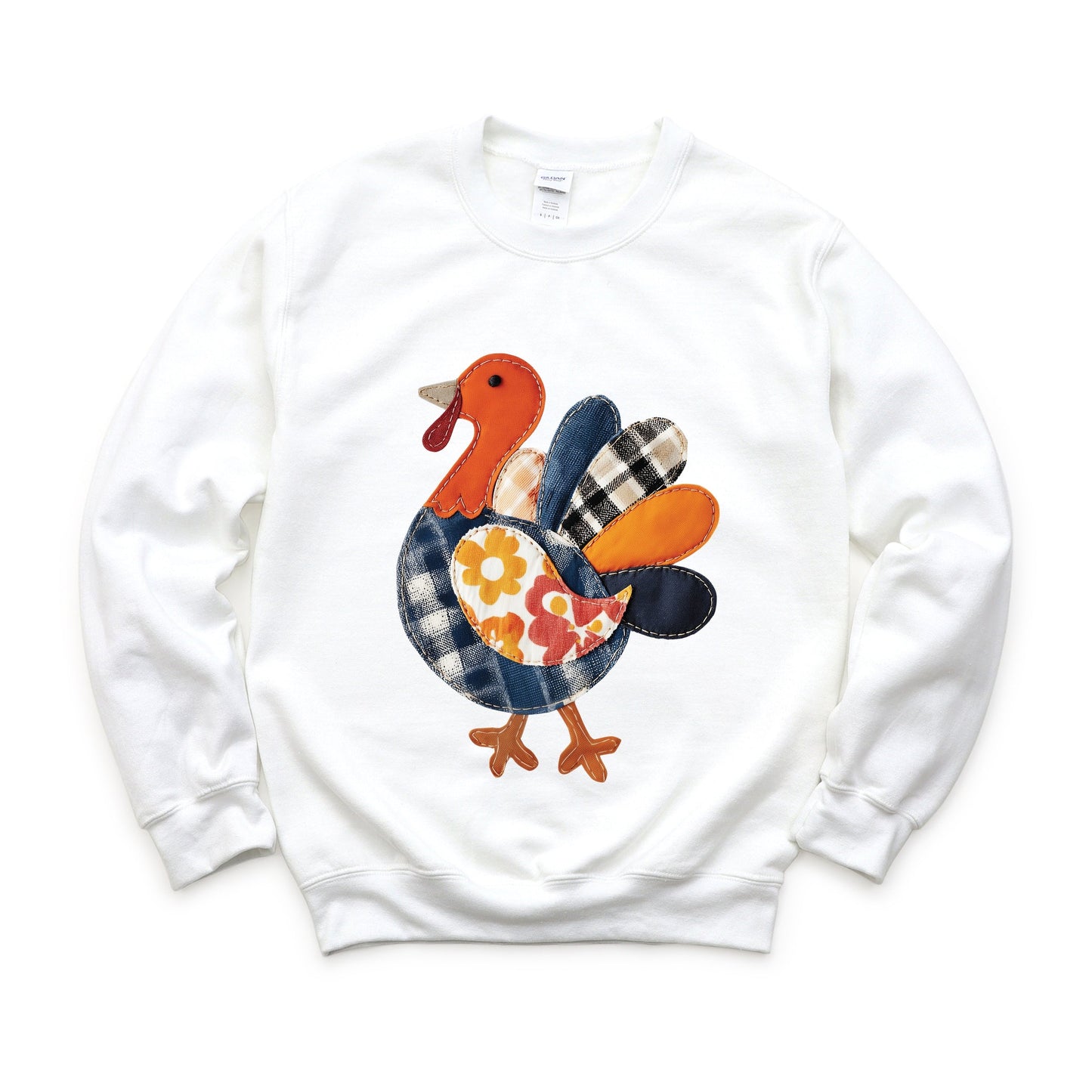 Plaid Turkey Patchwork Print - Women's Graphic Sweatshirt