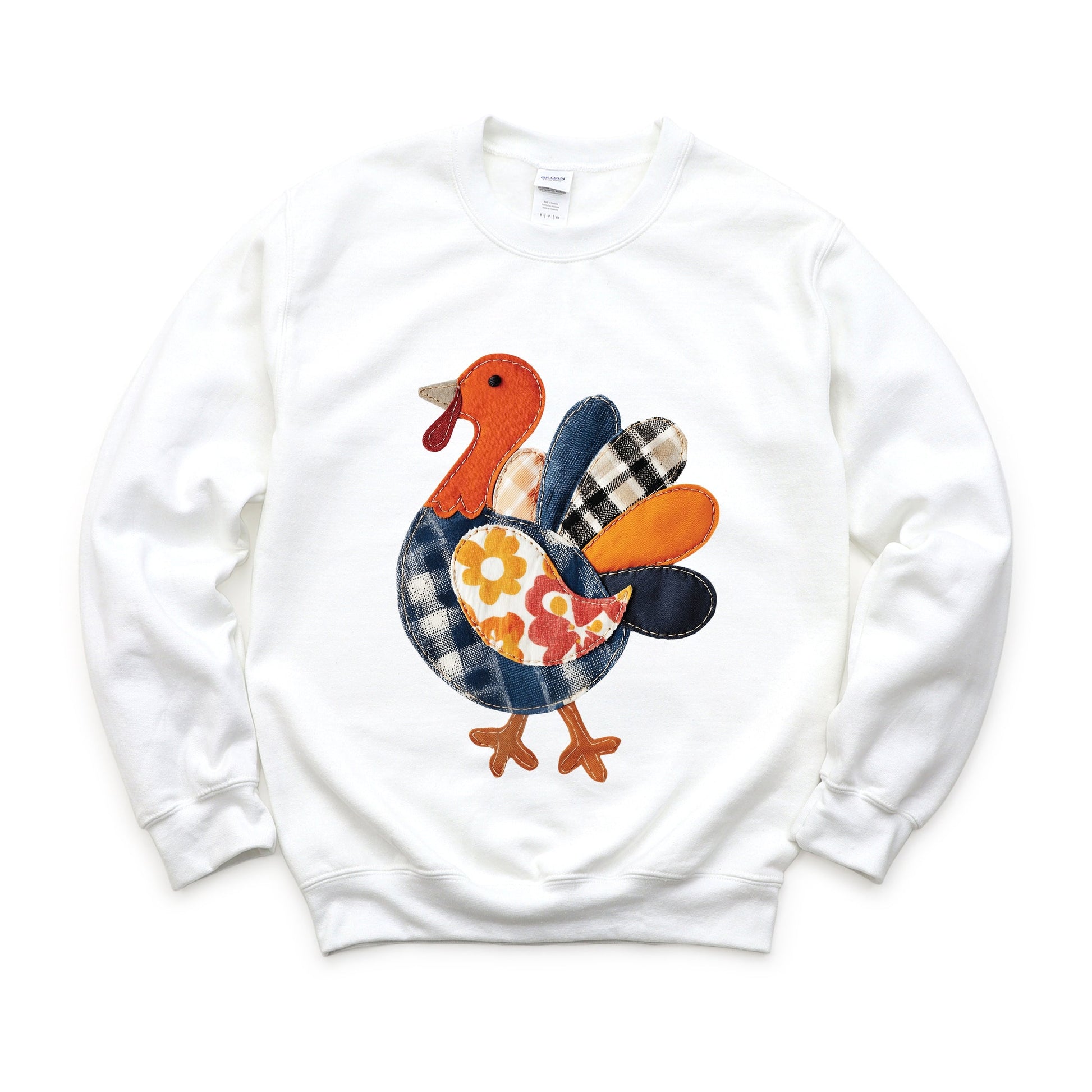 Plaid Turkey Patchwork Print - Women's Graphic Sweatshirt