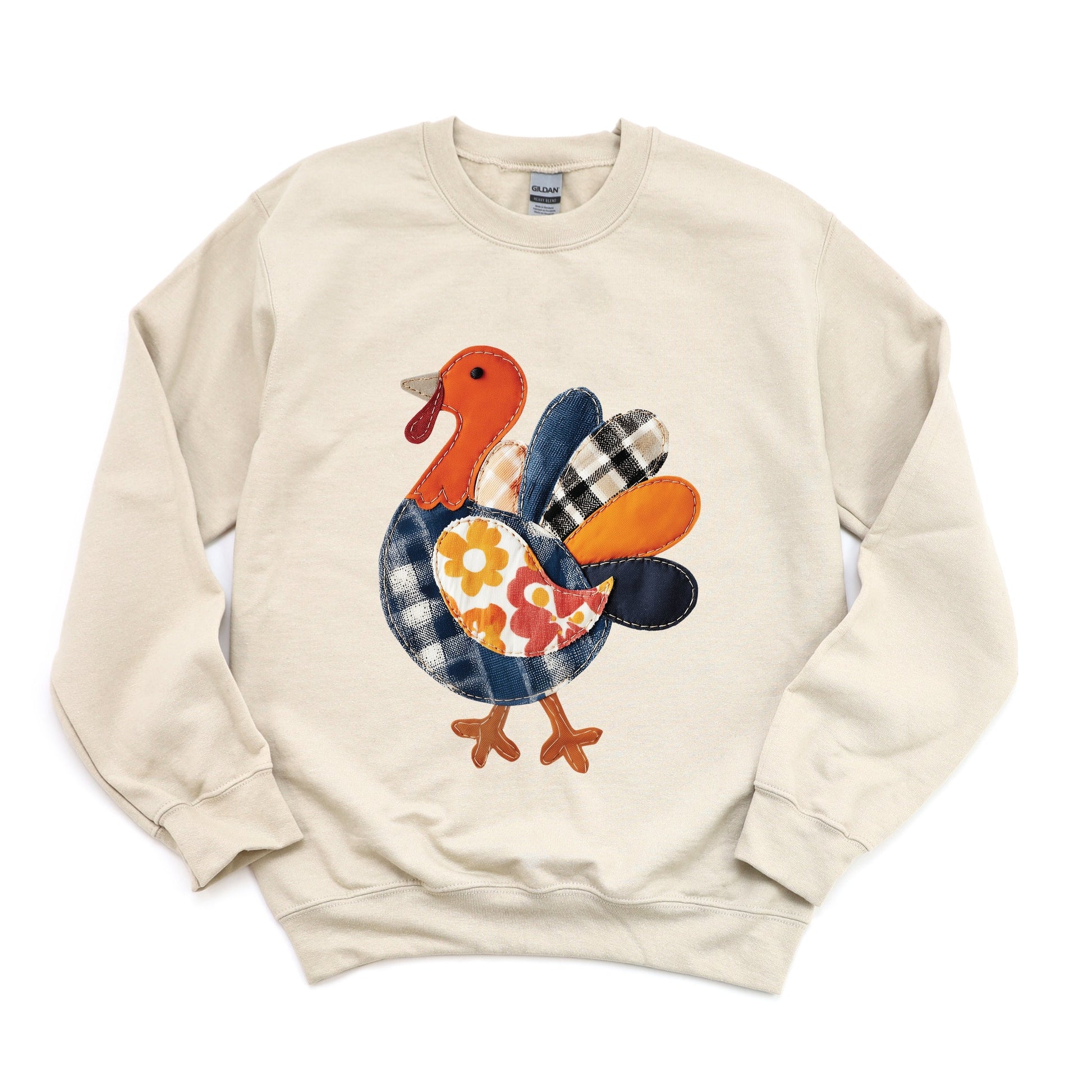 Plaid Turkey Patchwork Print - Women's Graphic Sweatshirt