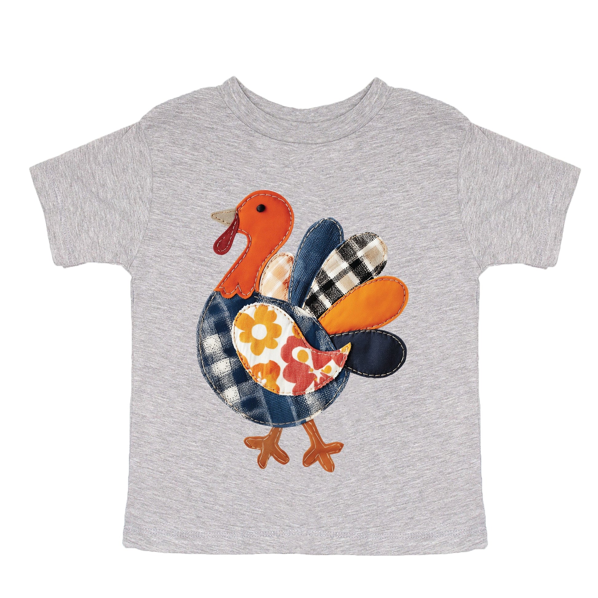 Plaid Turkey Patchwork Print - Toddler Short Sleeve Graphic T-Shirt