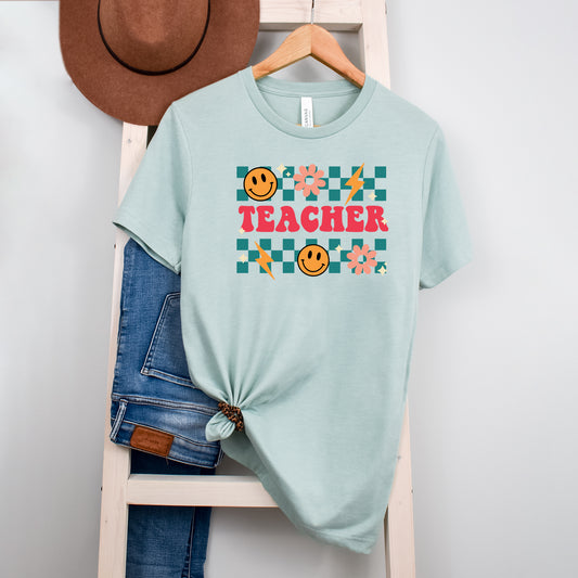 Retro Teacher Checkered | Short Sleeve Crew Neck