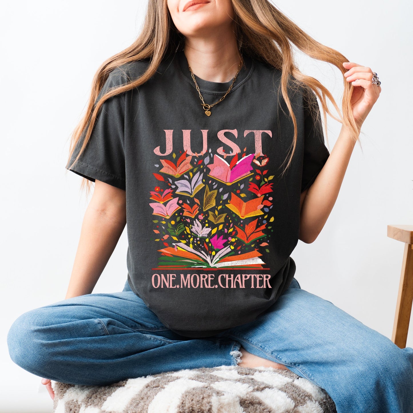 Just One More Chapter Books - Women's Garment Dyed Graphic T-Shirt