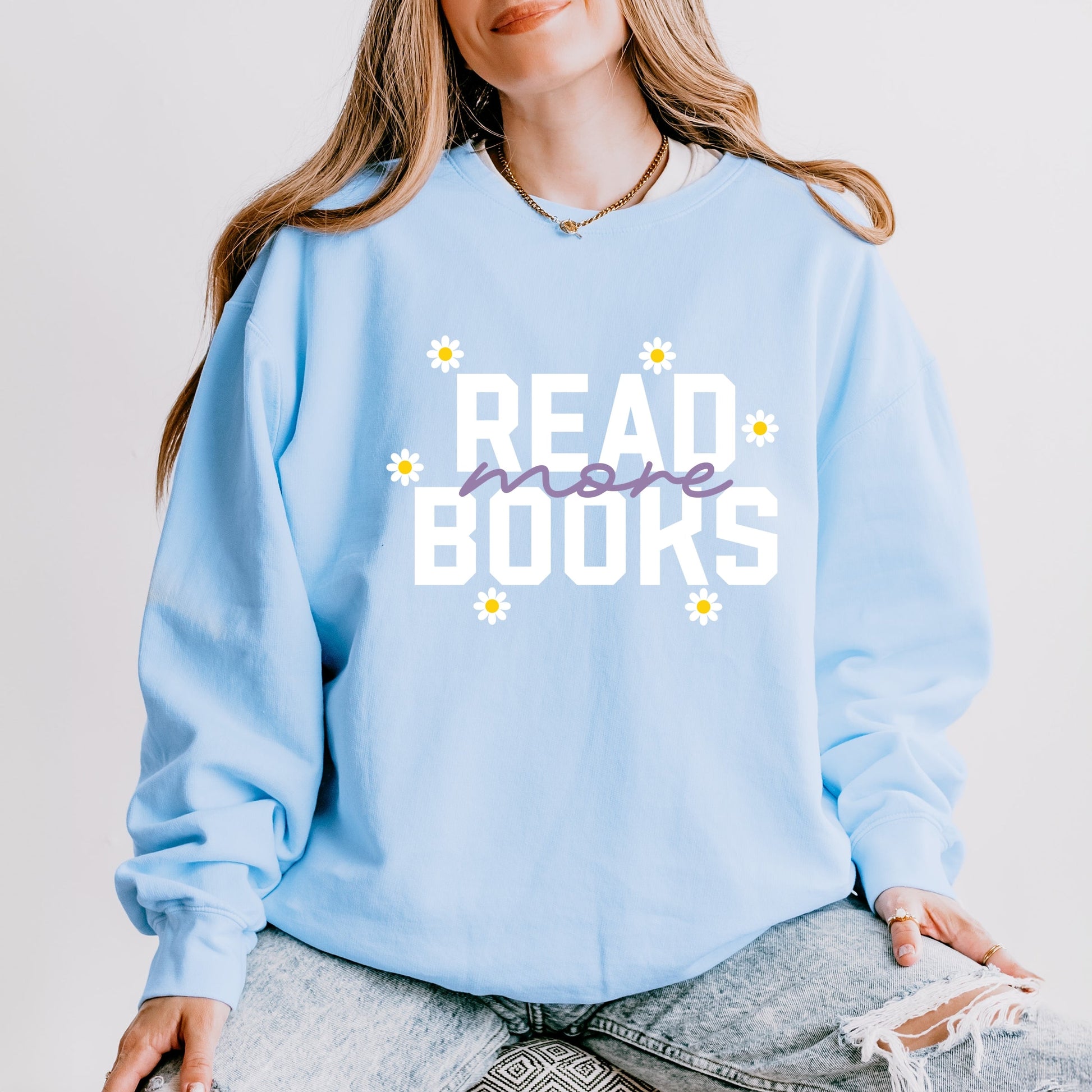 Read More Books Daisies - Women's Lightweight Garment Dyed Sweatshirt