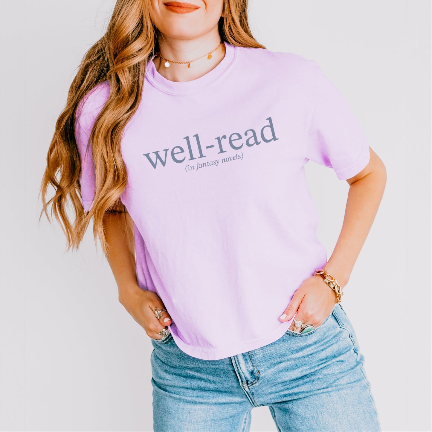 Well-Read In Fantasy Novels - Women's Boxy Crop Top Graphic T-Shirt