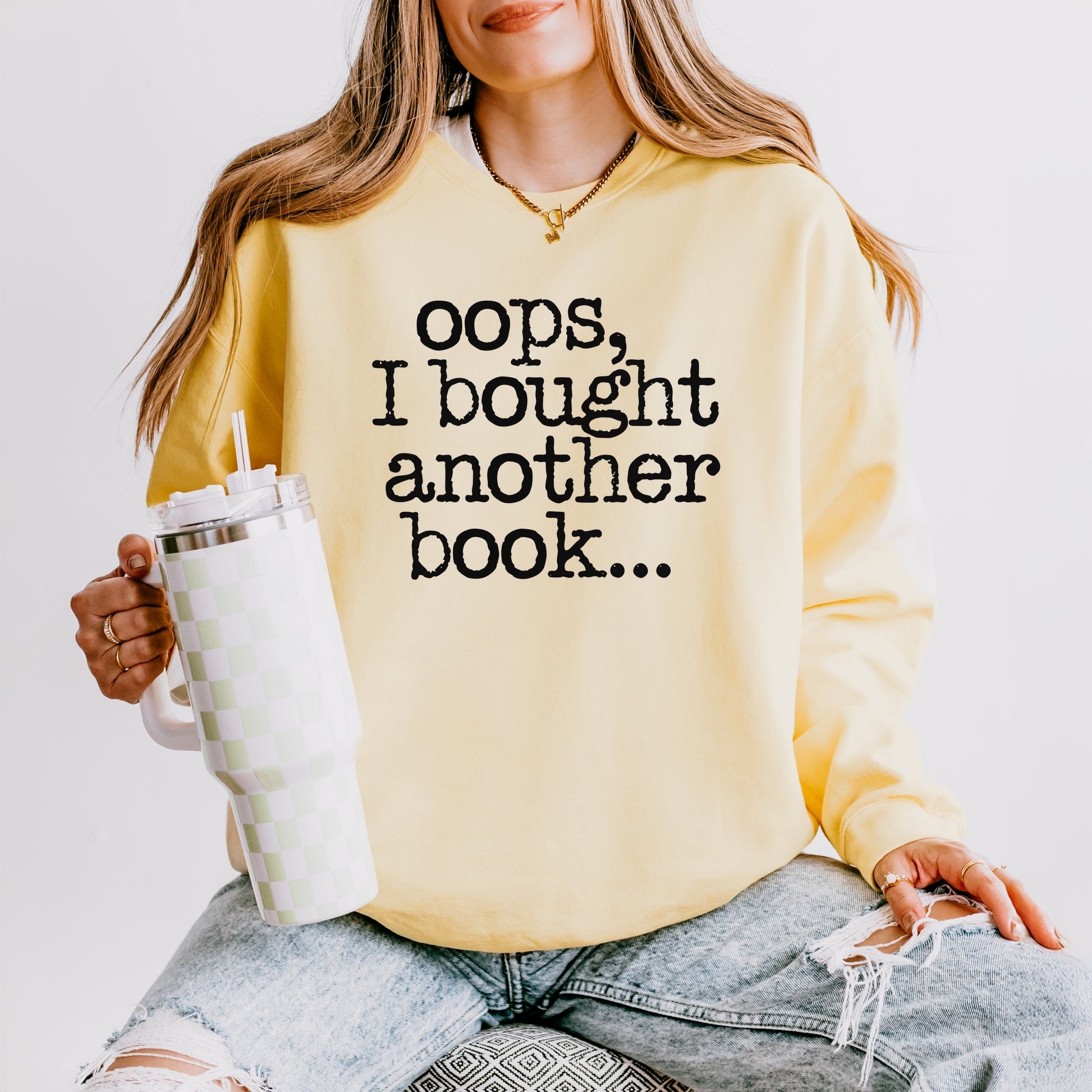 Oops I Bought Another Book - Women's Lightweight Garment Dyed Sweatshirt