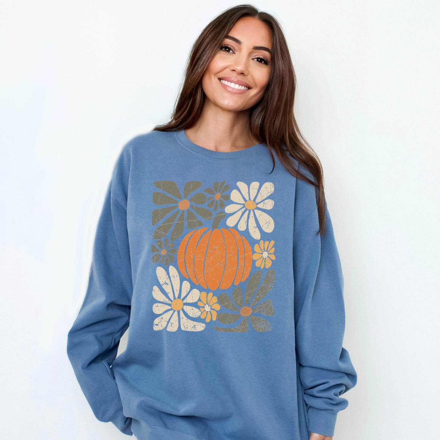 Retro Fall Flowers | Garment Dyed Sweatshirt