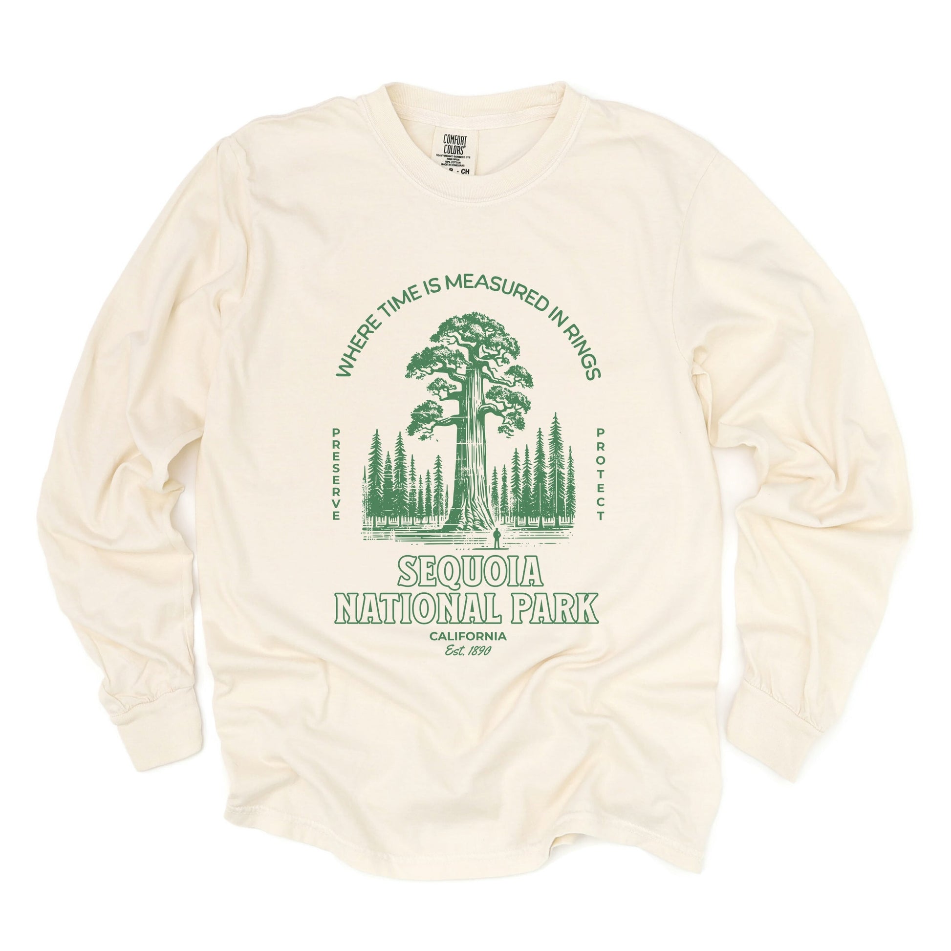 Sequoia National Park EST. 1890 - Womens Garment Dyed Long Sleeve Graphic T-Shirt