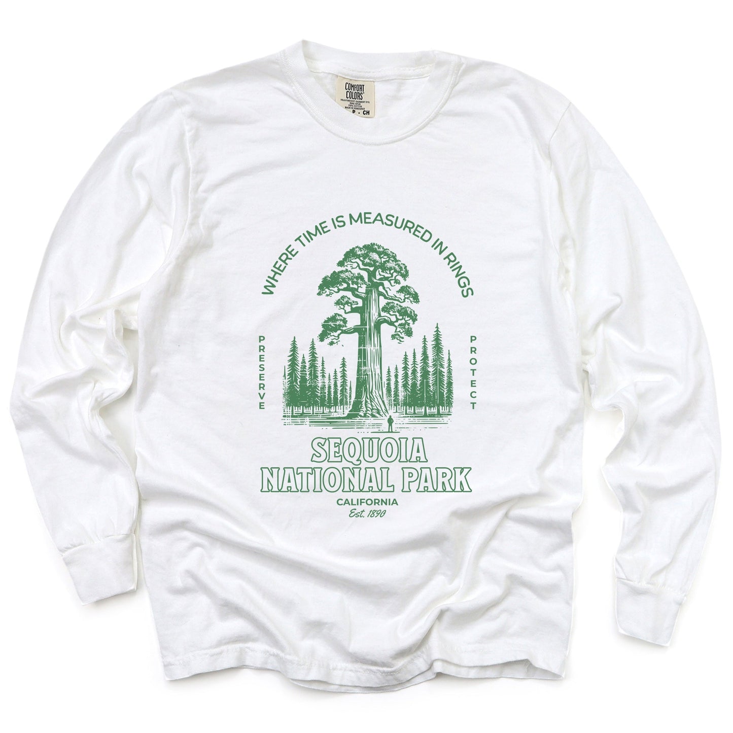 Sequoia National Park EST. 1890 - Womens Garment Dyed Long Sleeve Graphic T-Shirt