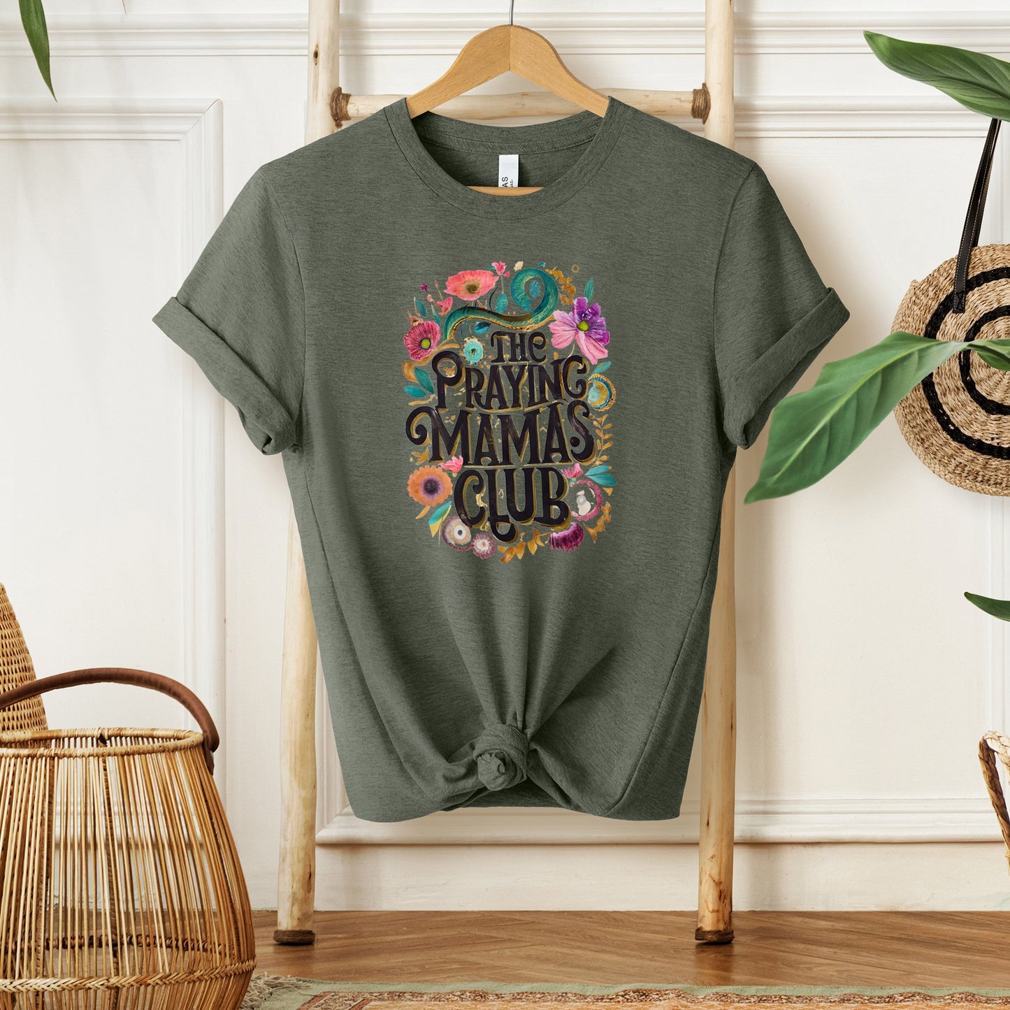 Praying Mama Club Floral | Short Sleeve Crew Neck
