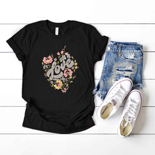 God Is Love Flowers | Short Sleeve Crew Neck