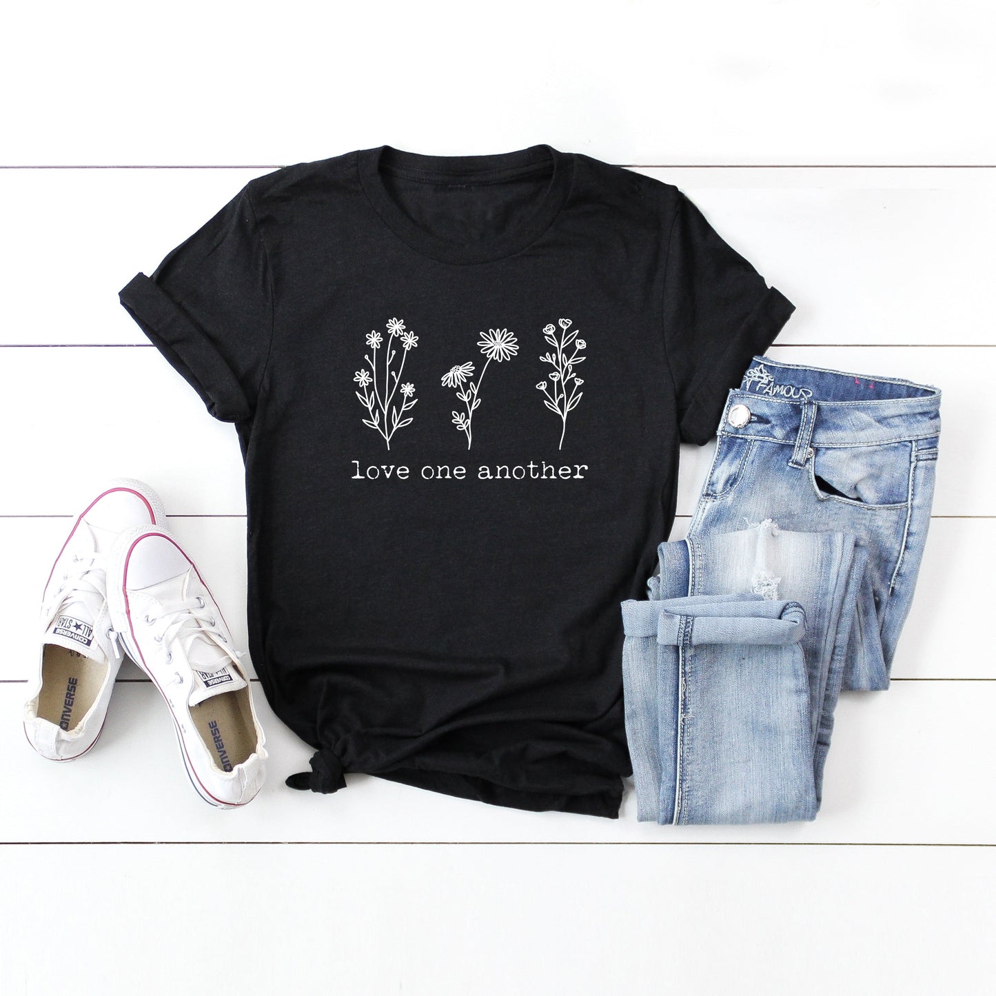 Love One Another Flowers | Short Sleeve Crew Neck