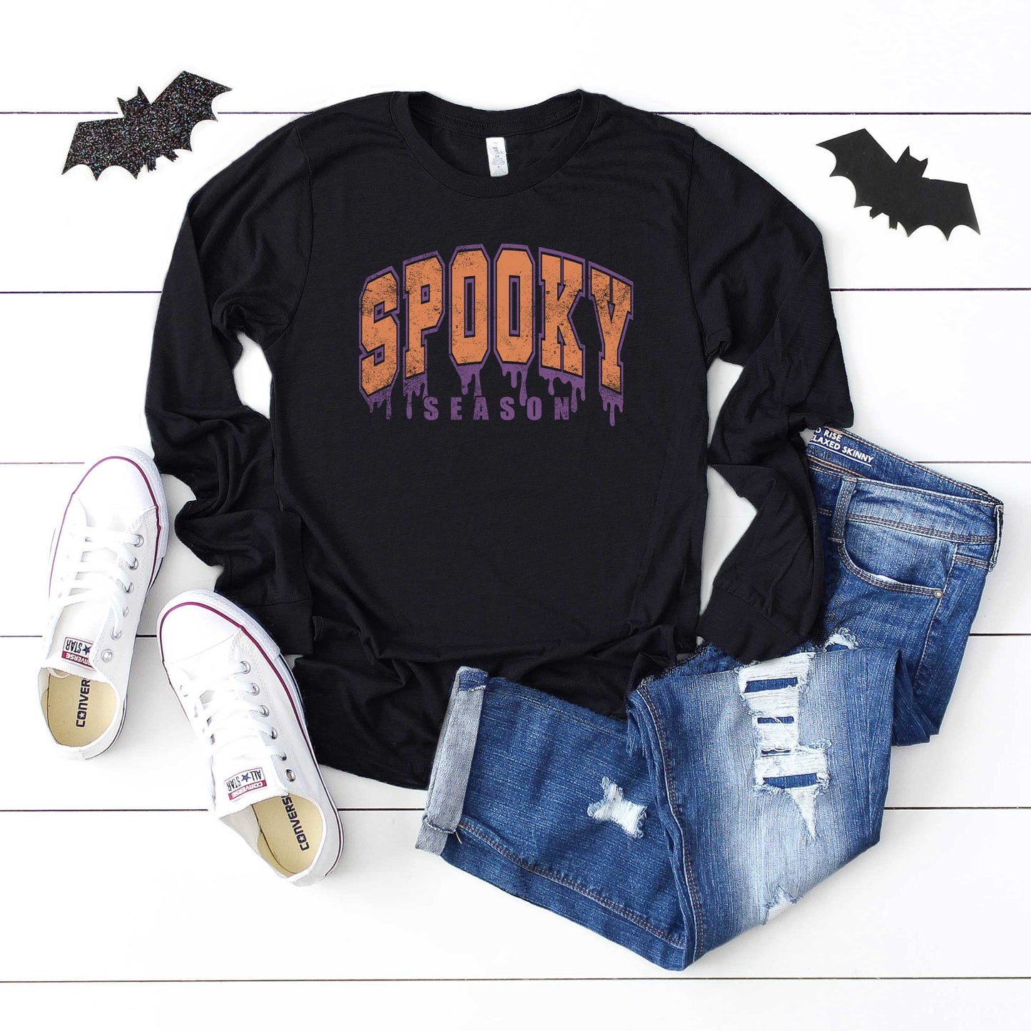 Spooky Season Varsity Drip | Long Sleeve Crew Neck