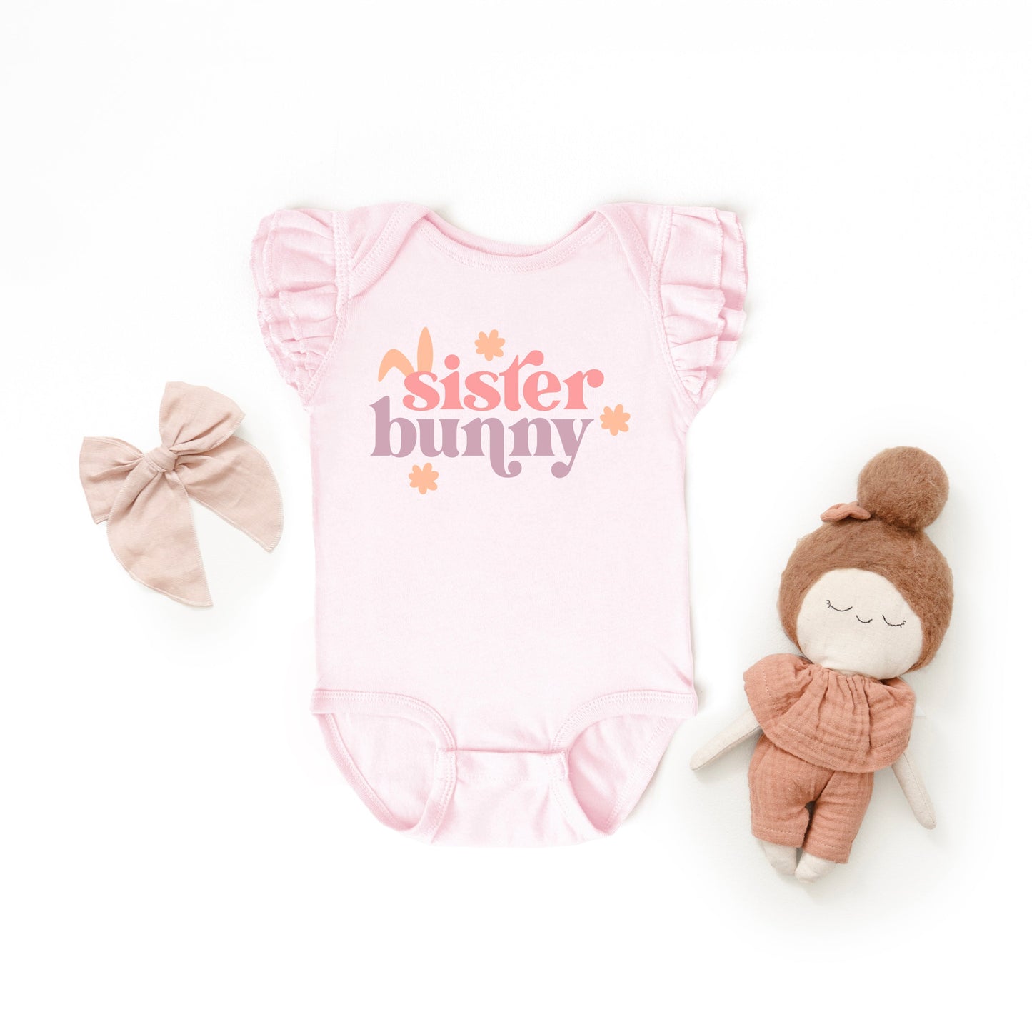 Sister Bunny | Baby Graphic Flutter Sleeve Onesie