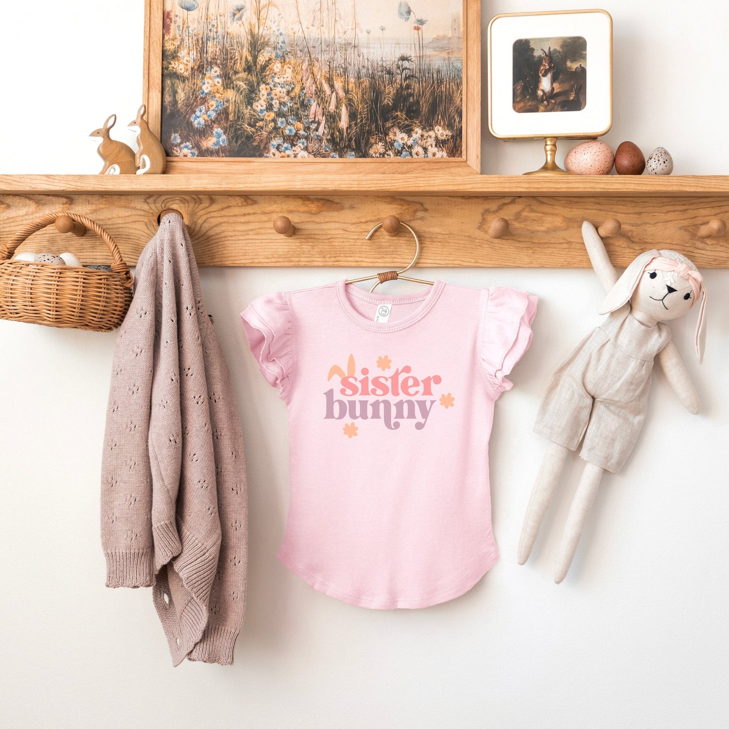 Sister Bunny | Toddler Graphic Flutter Sleeve Tee