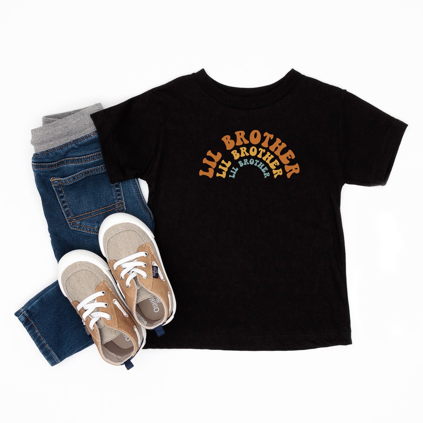 Lil Brother Stacked Curved | Toddler Short Sleeve Crew Neck