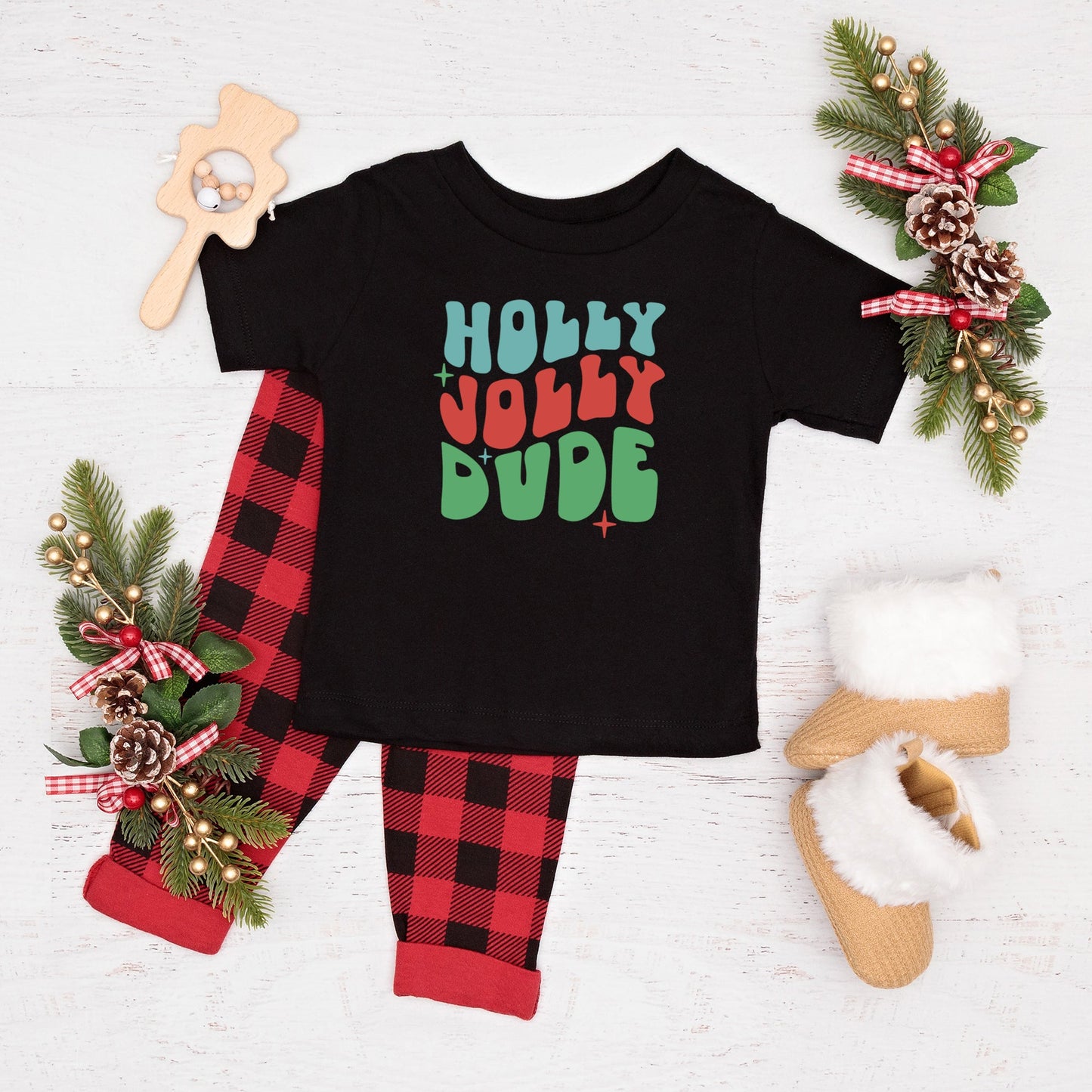 Holly Jolly Dude | Toddler Short Sleeve Crew Neck
