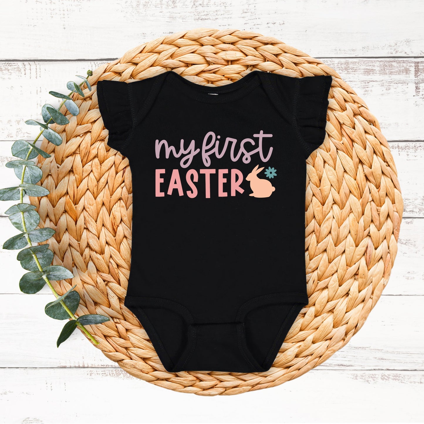 My First Easter Bunny | Baby Graphic Flutter Sleeve Onesie