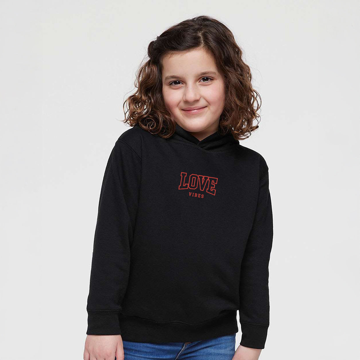 Embroidered Varsity Love Vibes | Toddler Graphic Hoodie